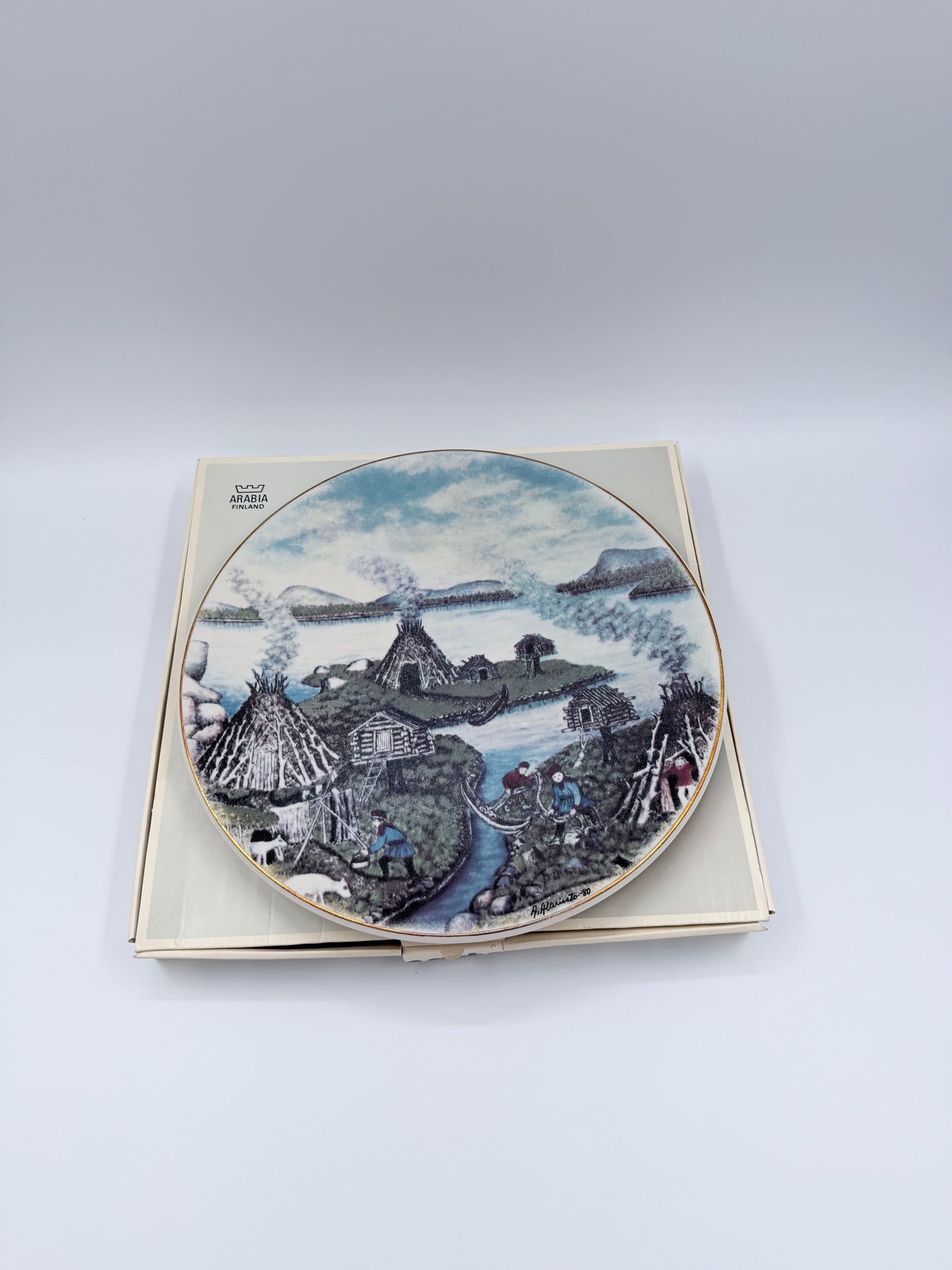 Arabia Finland 1984 Andreas Alariesto Lapland Village Wall Plate – Limited Edition 7000