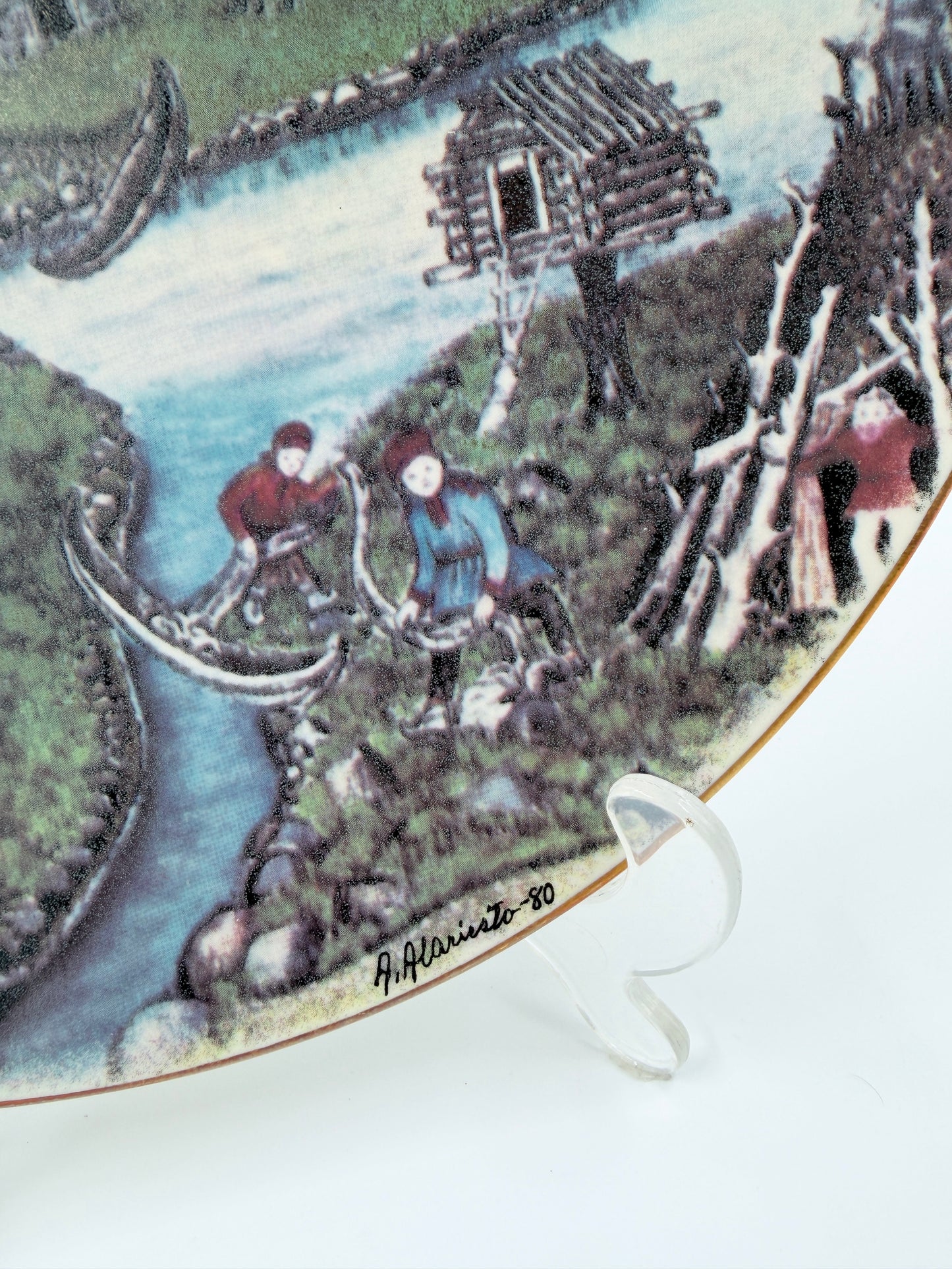 Arabia Finland 1984 Andreas Alariesto Lapland Village Wall Plate – Limited Edition 7000