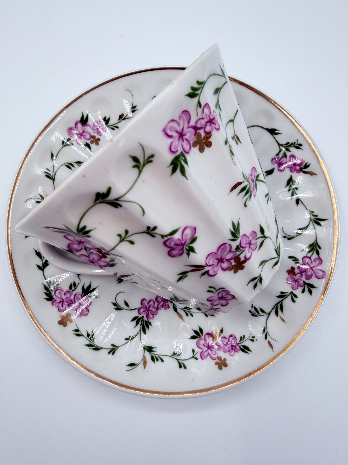 Lomonosov Porcelain Cup & Saucer Pink Floral Gold Trim