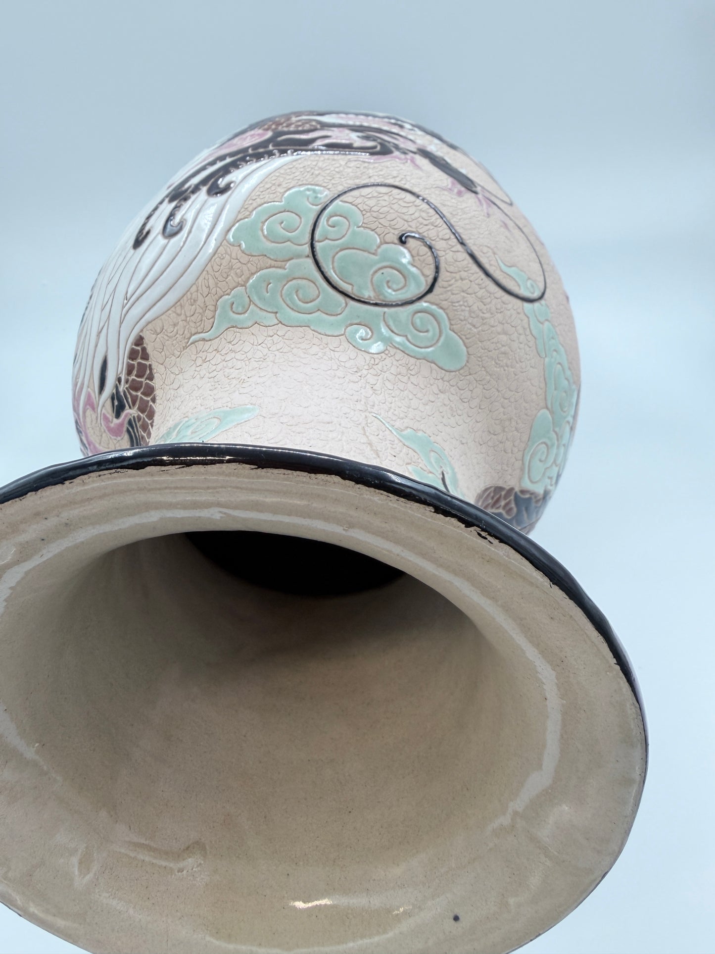 Vintage Chinese Floor Vase Dragon Motif 58 cm Hand-Painted Ceramic