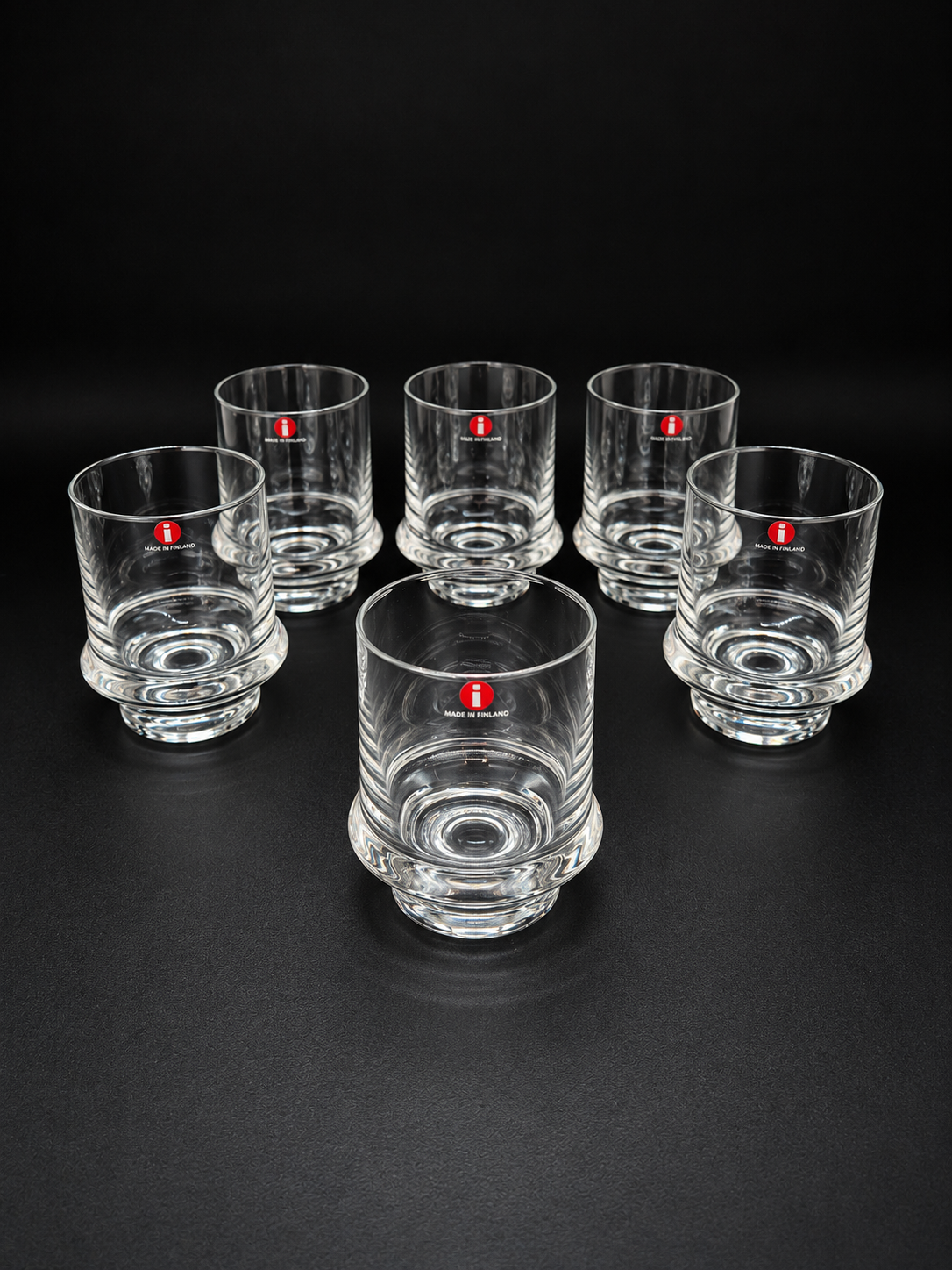 Set of 6 vintage Iittala Marski Glasses by Tapio Wirkkala, Finnish Mid-Century Modern Glassware