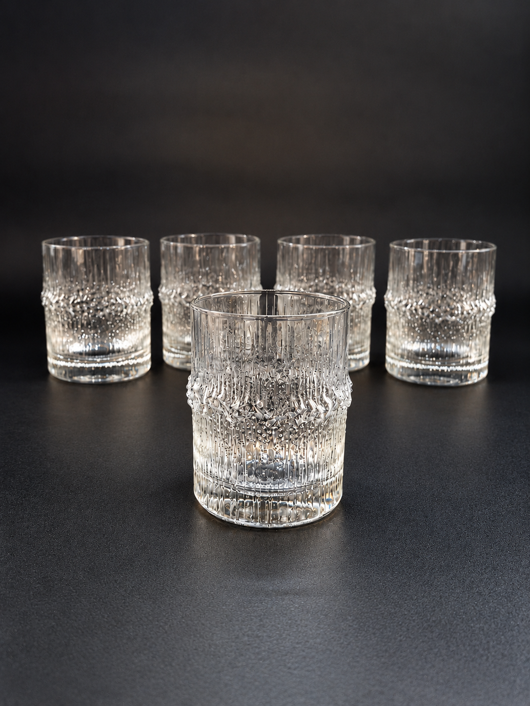Set of 5 Vintage Iittala Niva Whiskey Glasses, Tapio Wirkkala Finnish Glass Design
