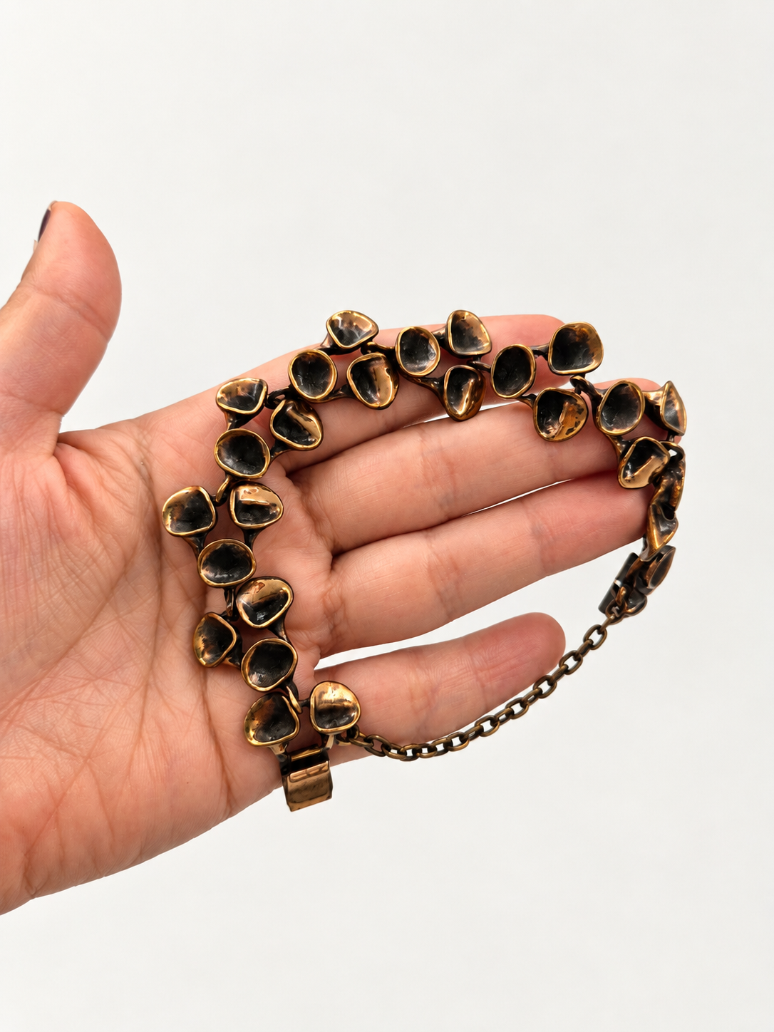 Hannu Ikonen Jäkälä Bronze Bracelet, Valo-Koru Finland, Vintage 1970s Finnish Jewelry, Scandinavian Modernist Bracelet