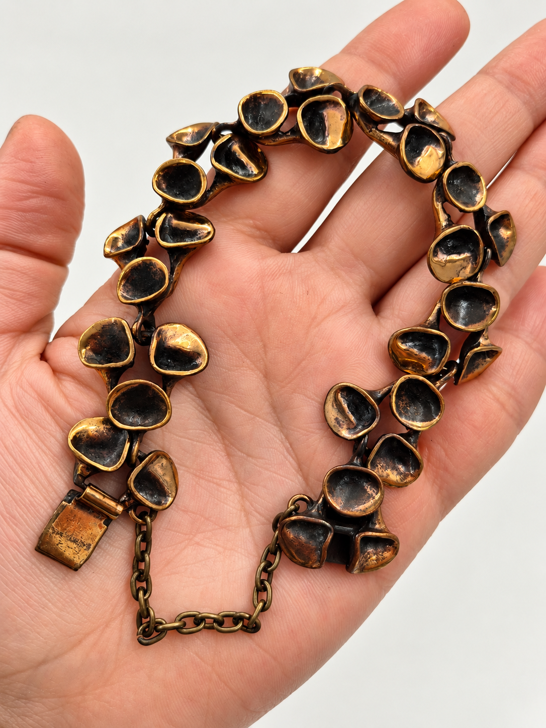 Hannu Ikonen Jäkälä Bronze Bracelet, Valo-Koru Finland, Vintage 1970s Finnish Jewelry, Scandinavian Modernist Bracelet