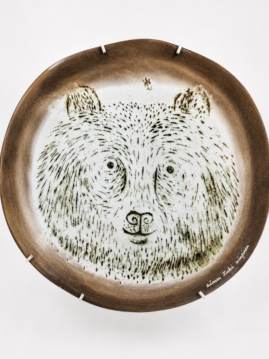Oiva Toikka Nuutajärvi Fauna Fennica Bear Wall Plate 1983 | Finnish Vintage Glass Art