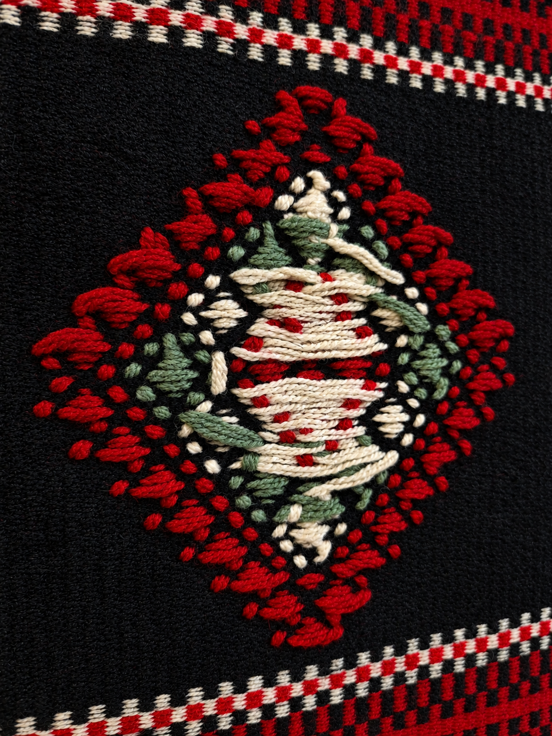 Vintage Finnish Karjalan Raanu Wall Hanging, Karelian Wool Textile