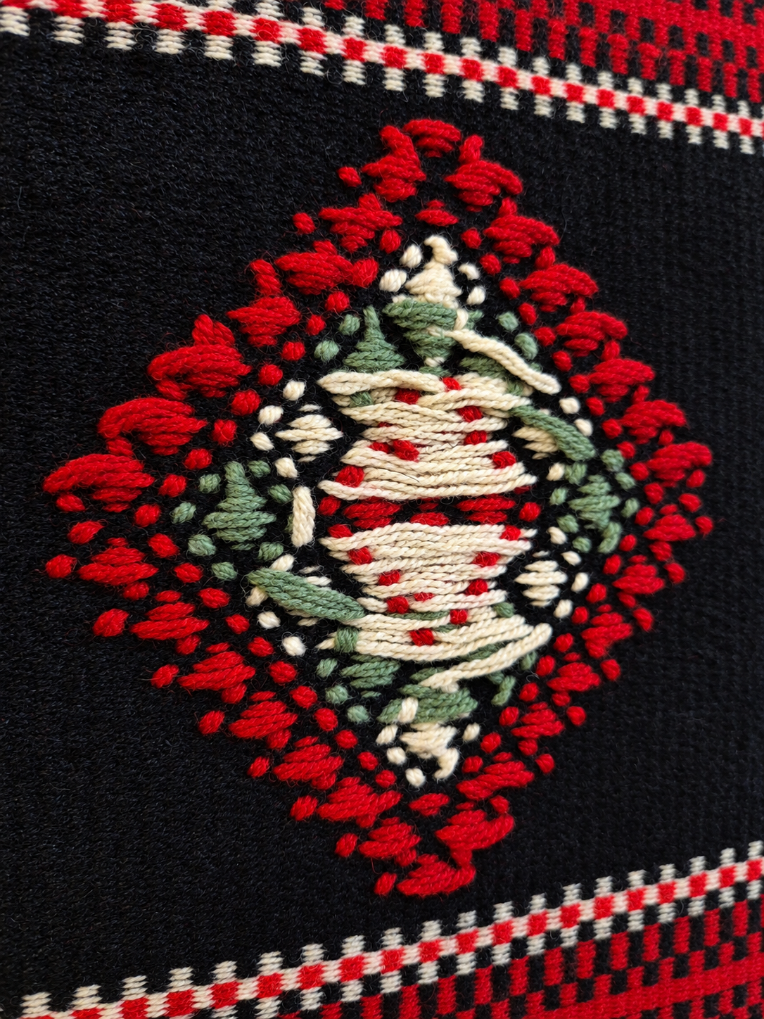 Vintage Finnish Karjalan Raanu Wall Hanging, Karelian Wool Textile