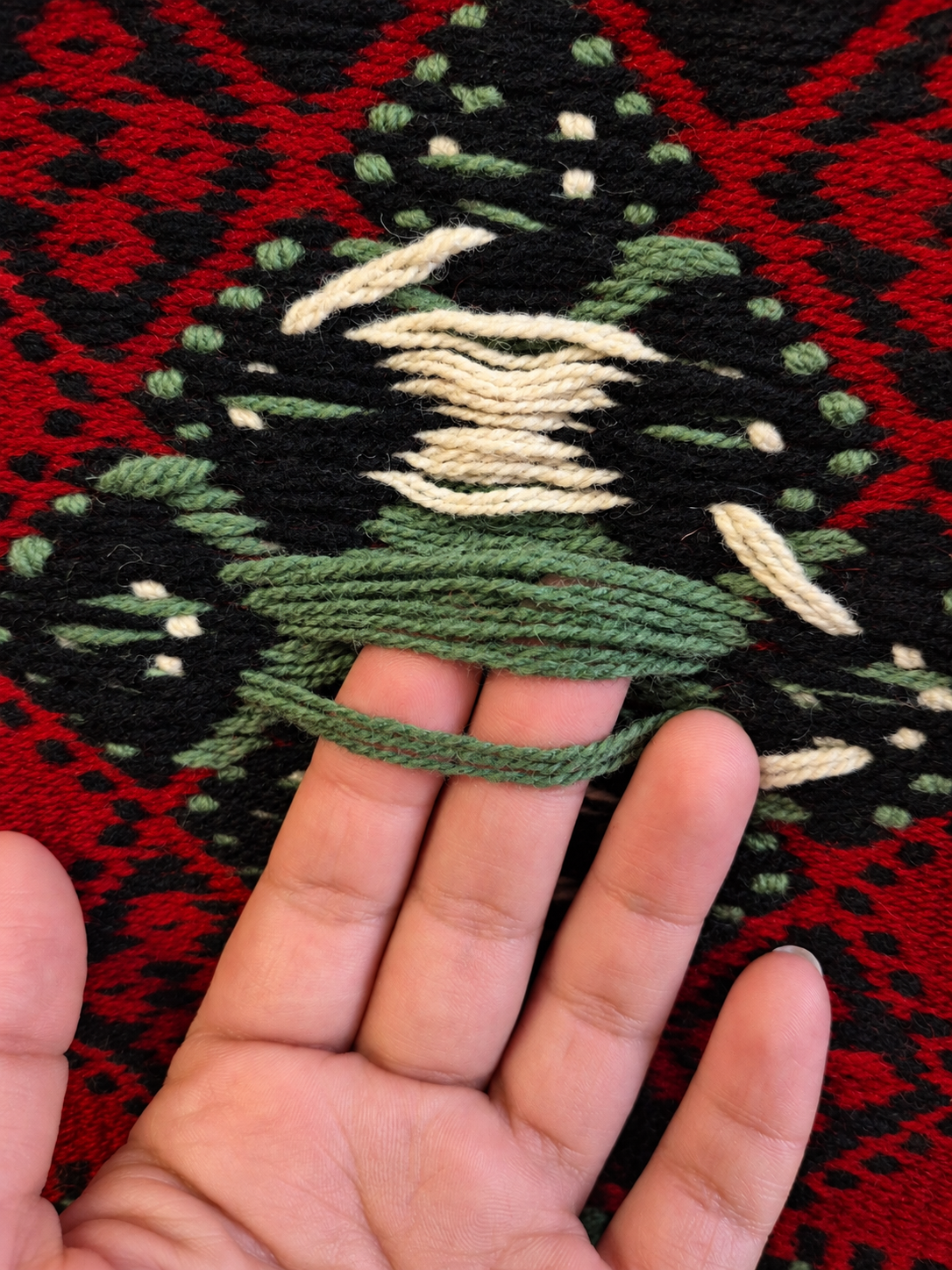 Vintage Finnish Karjalan Raanu Wall Hanging, Karelian Wool Textile