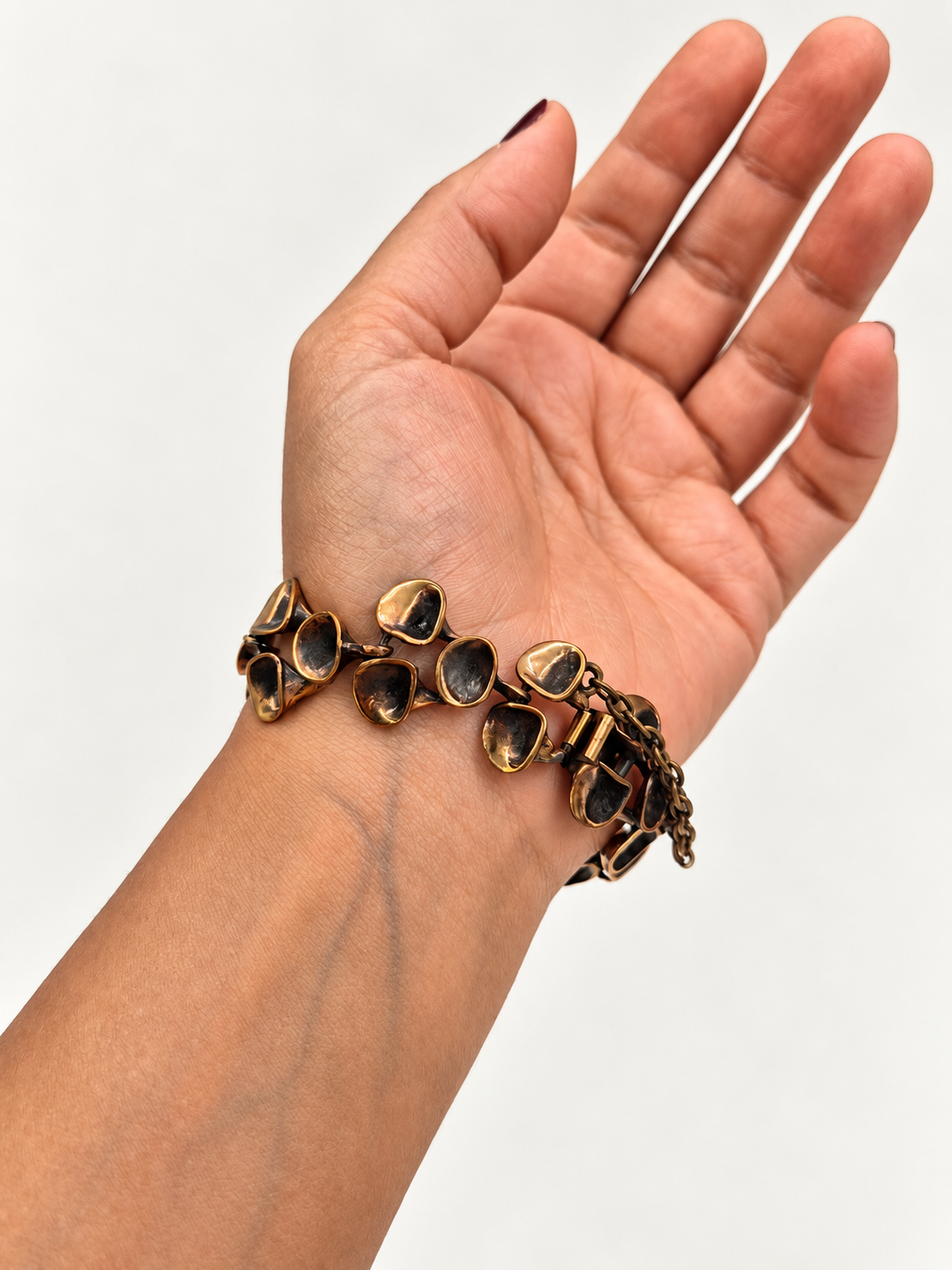 Hannu Ikonen Jäkälä Bronze Bracelet, Valo-Koru Finland, Vintage 1970s Finnish Jewelry, Scandinavian Modernist Bracelet