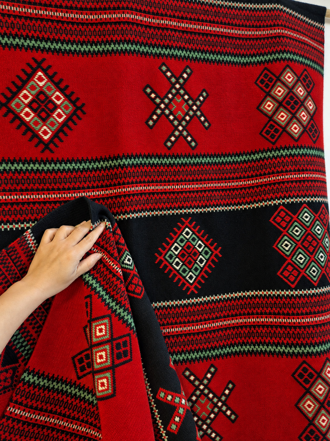 Vintage Finnish Karjalan Raanu Wall Hanging, Karelian Wool Textile
