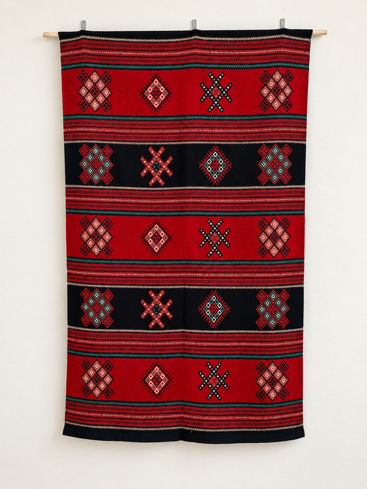 Vintage Finnish Karjalan Raanu Wall Hanging, Karelian Wool Textile