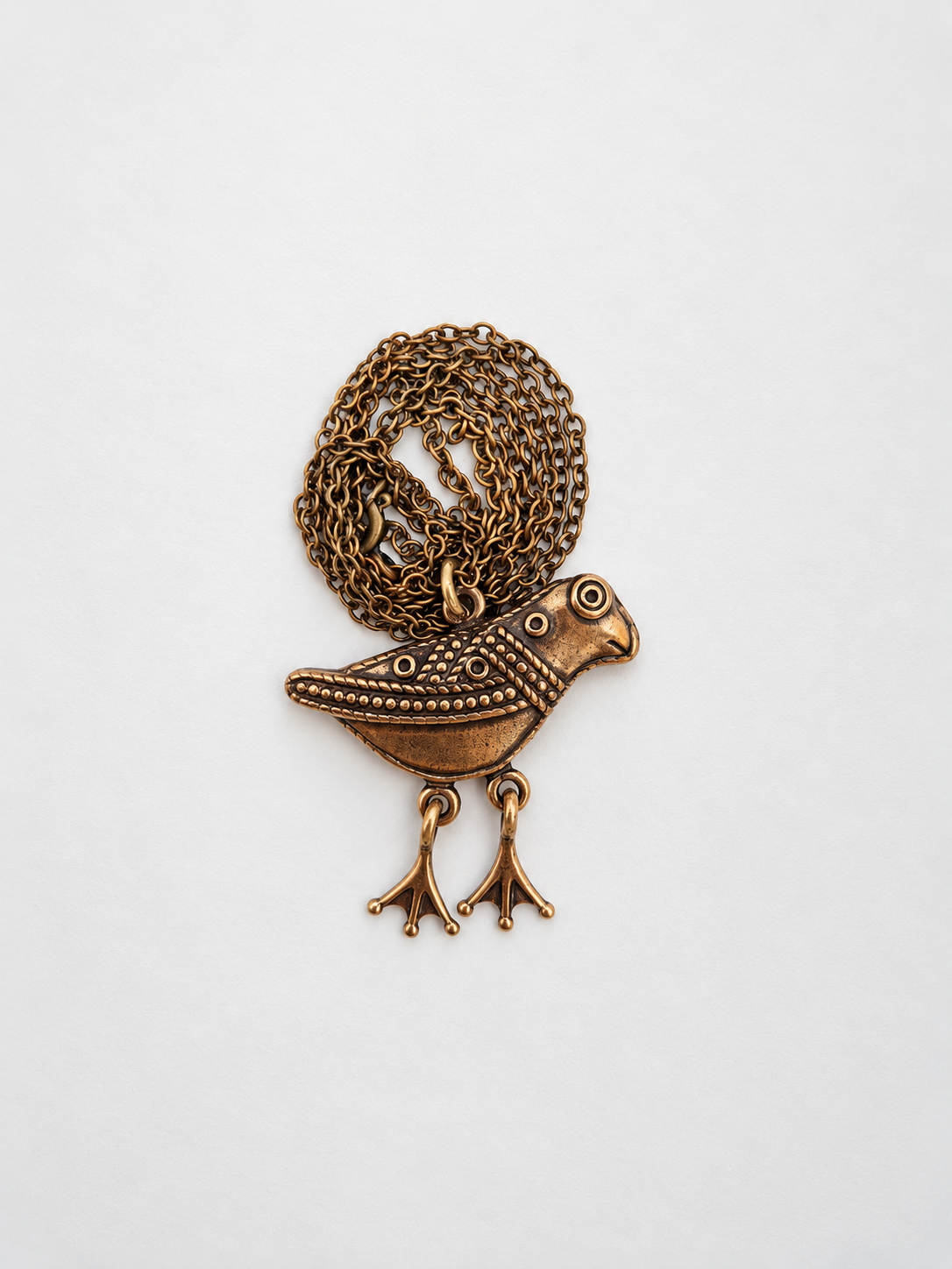 Vintage Kalevala Koru Hattulan Lintu Bronze Bird Necklace, Made in Finland, Original Box