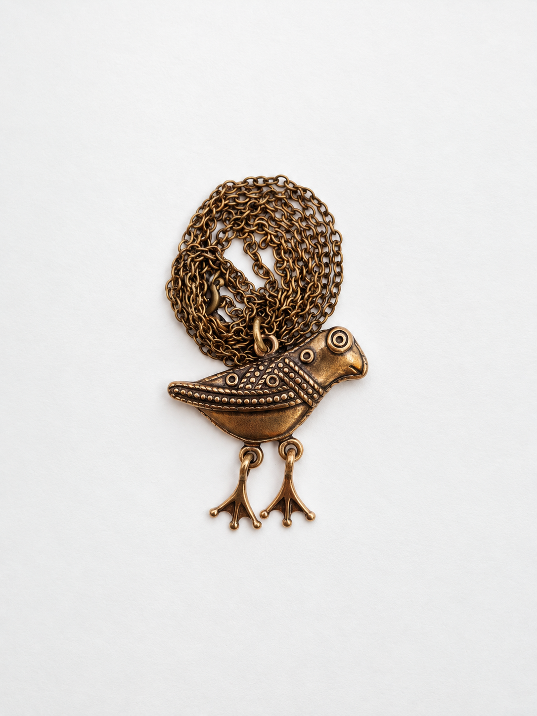 Vintage Kalevala Koru Hattulan Lintu Bronze Bird Necklace, Made in Finland, Original Box