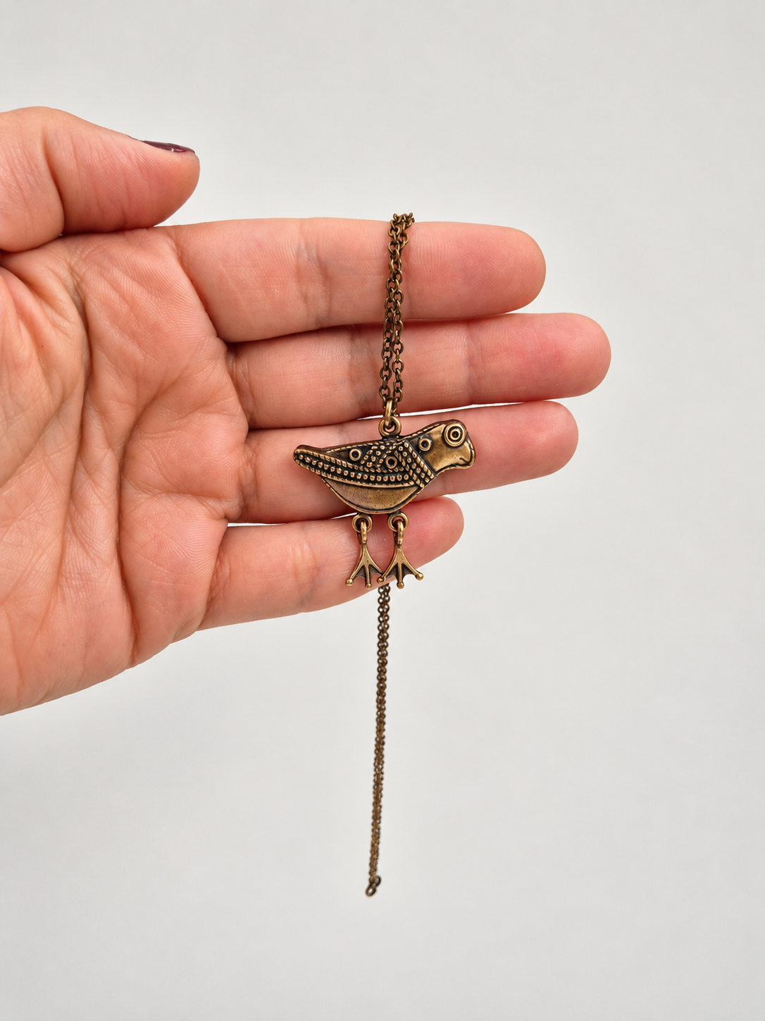 Vintage Kalevala Koru Hattulan Lintu Bronze Bird Necklace, Made in Finland, Original Box