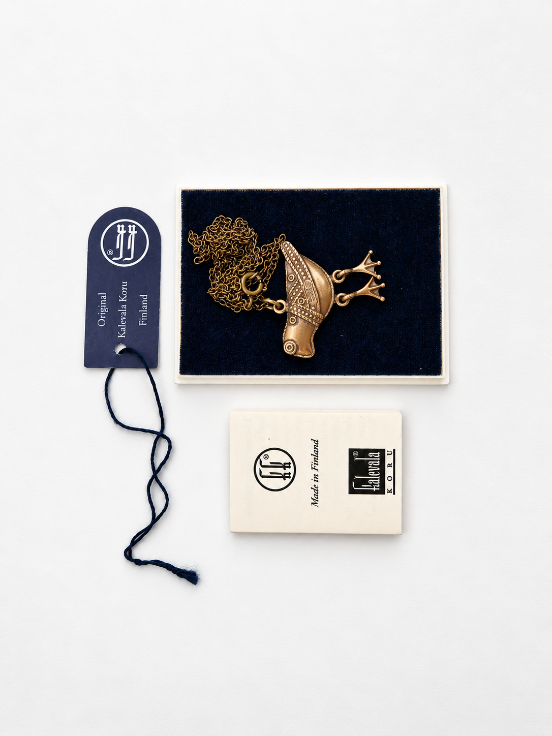 Vintage Kalevala Koru Hattulan Lintu Bronze Bird Necklace, Made in Finland, Original Box
