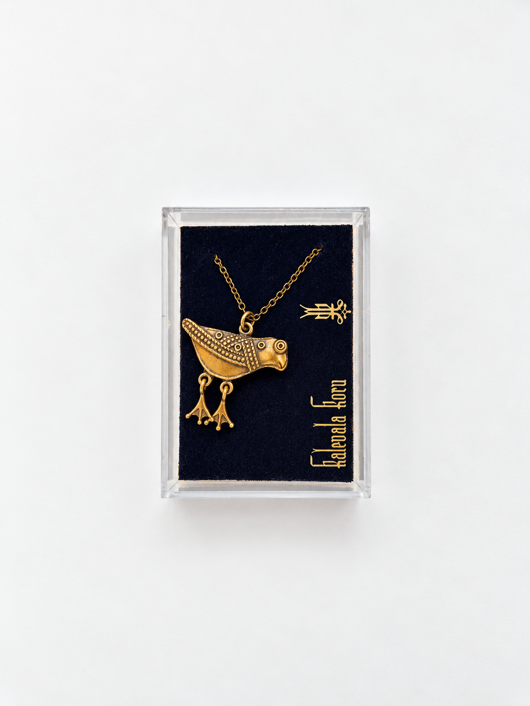 Vintage Kalevala Koru Hattulan Lintu Bronze Bird Necklace, Made in Finland, Original Box