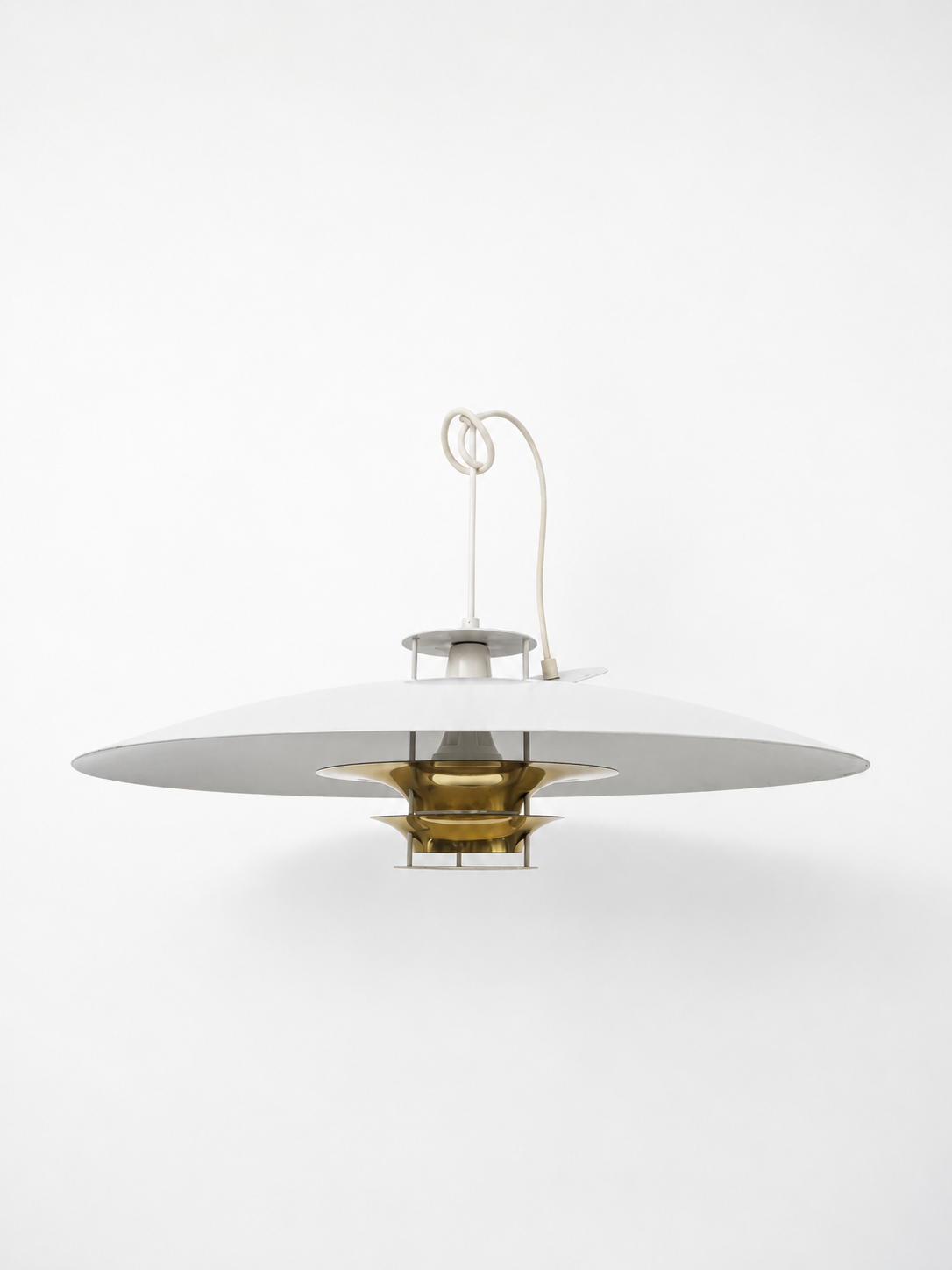 Artek JL341 Pendant Lamp, Juha Leiviskä White Brass Ceiling Light, Finnish Vintage Design, 1969 Scandinavian Lighting