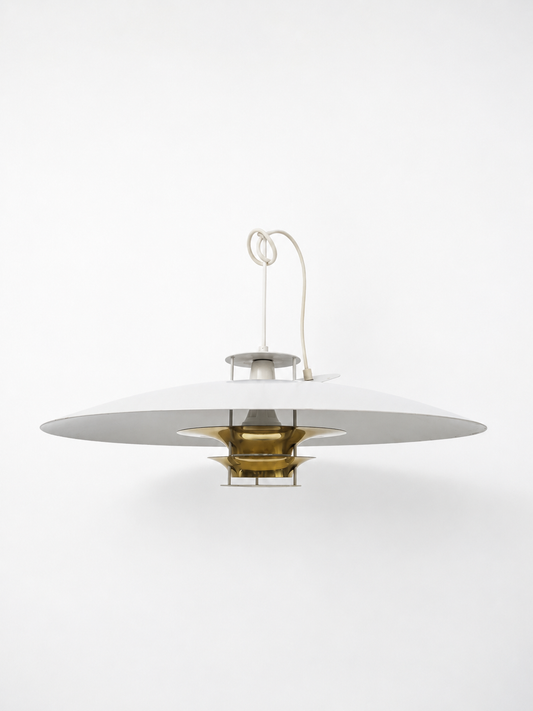 Artek JL341 Pendant Lamp, Juha Leiviskä White Brass Ceiling Light, Finnish Vintage Design, 1969 Scandinavian Lighting