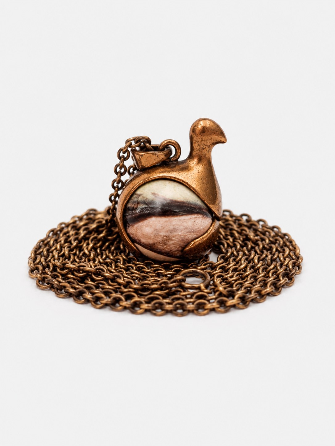 Kalevala Koru - Töyri Bird Bronze Necklace - Kimmo Virkkunen - Finland - 1990s