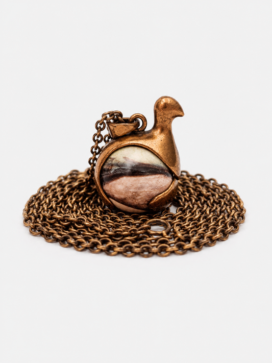 Kalevala Koru - Töyri Bird Bronze Necklace - Kimmo Virkkunen - Finland - 1990s