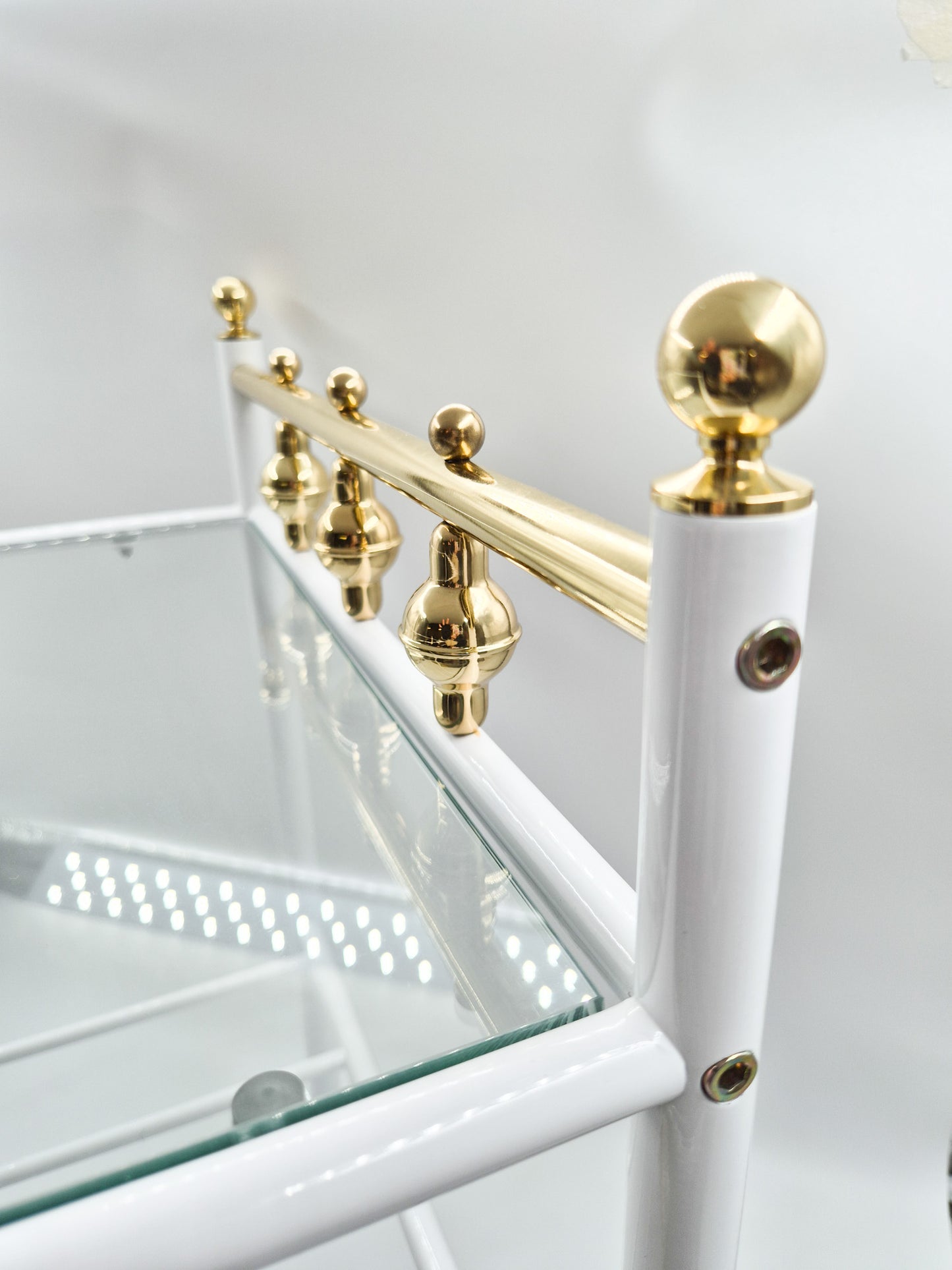 Vintage Finnish Side Tables (Pair), Glass & Metal with Brass Details