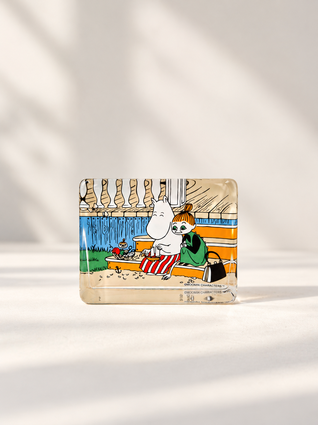 Vintage Iittala Moomin Glass Card, Tove Slotte-Elevant, Moomintroll and Little My