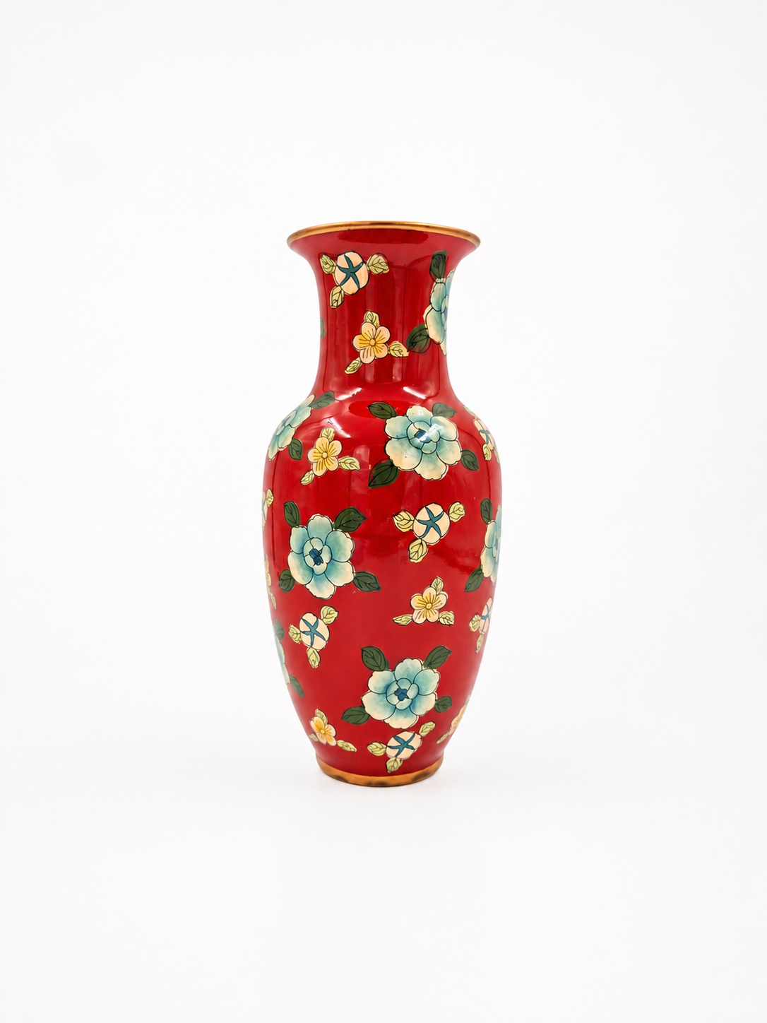 Vintage vaas in cloisonné-stijl – decoratief emaille bloemmotief
