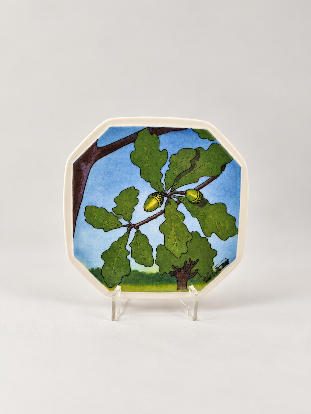 Arabia Tammi Wall Plate 15cm, Toivo G. Utriainen, Finnish Vintage Ceramic, Varsinais-Suomi Oak, 1993