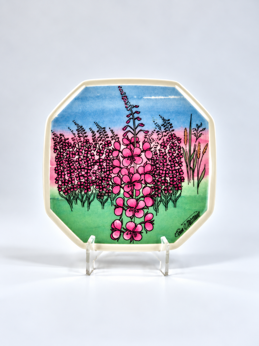 Arabia Maitohorsma Wall Plate 15cm, Fireweed Flower, South Ostrobothnia, Toivo G Utriainen
