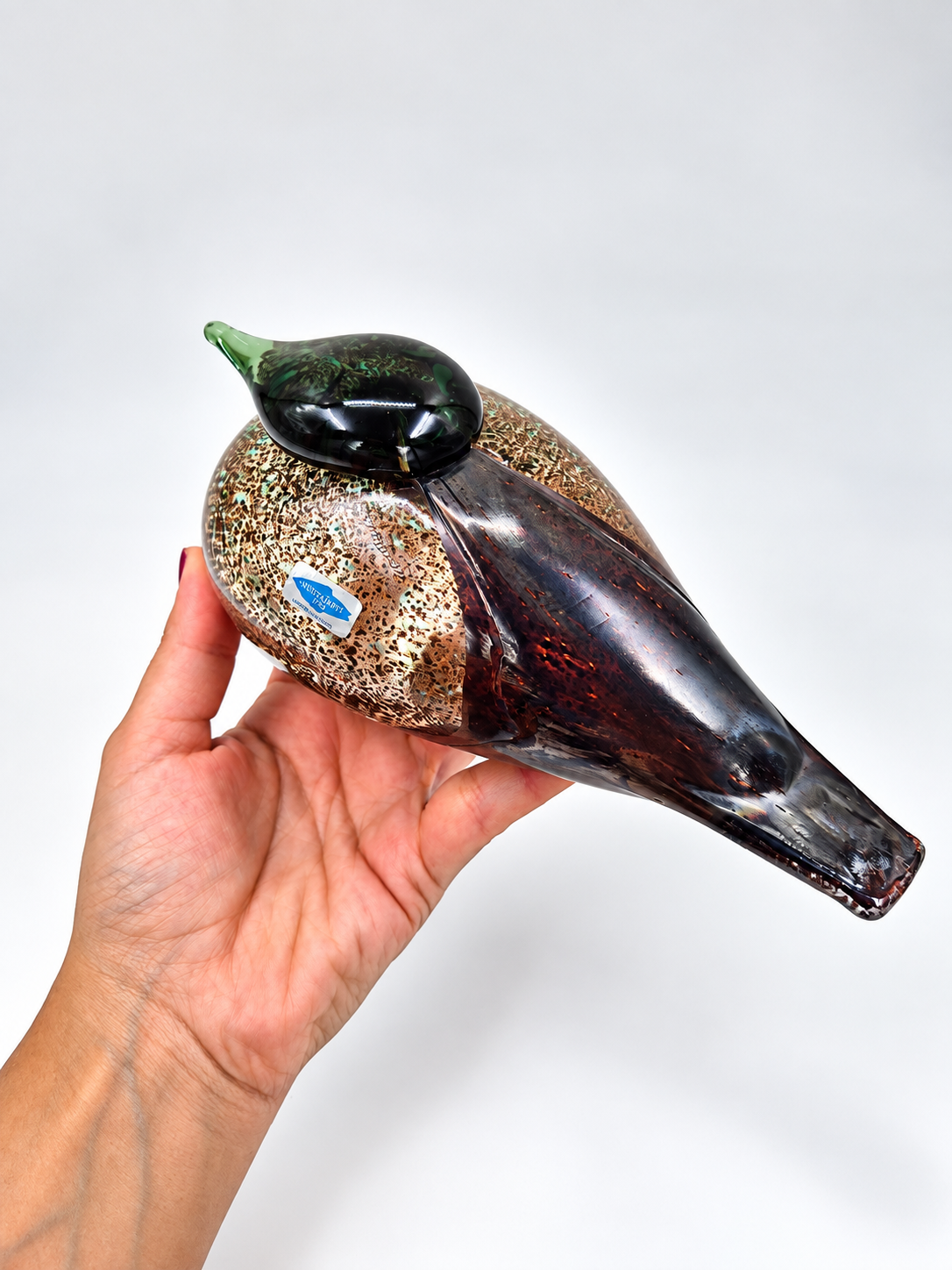 Signed Oiva Toikka Haahkatar Glass Bird, Nuutajärvi Finland