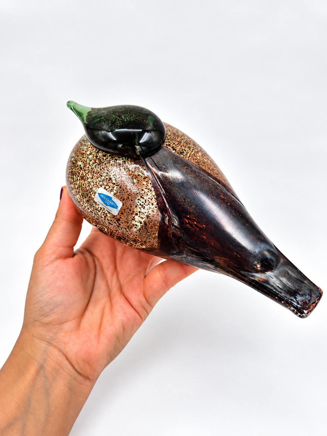 Signed Oiva Toikka Haahkatar Glass Bird, Nuutajärvi Finland