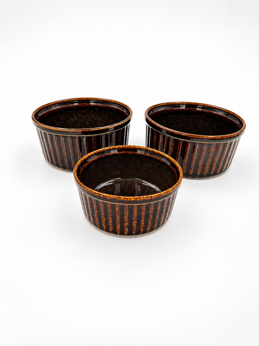 Vintage Arabia Finland Ruska Oven Dishes Set of 3 | Ulla Procopé Brown Stoneware Baking Dishes | Mid Century Finland
