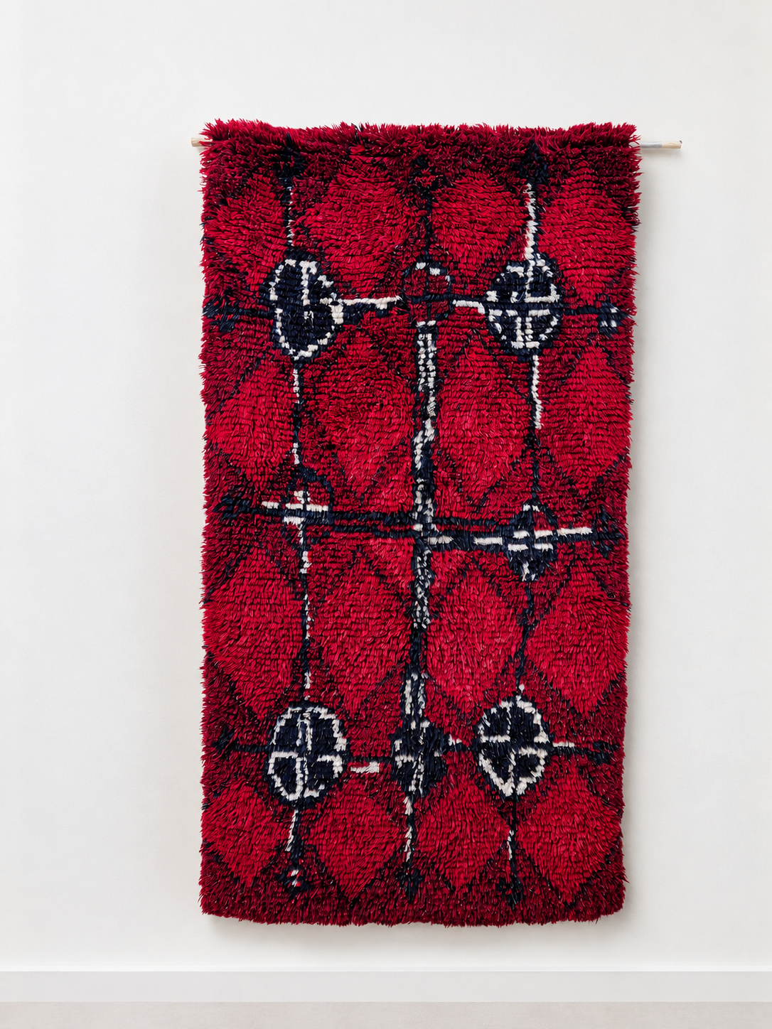 Vintage Finnish Ryijy “Noitarumpu” by Raija Gripenberg – Helmi Vuorelma 1960s Wool Wall Rug