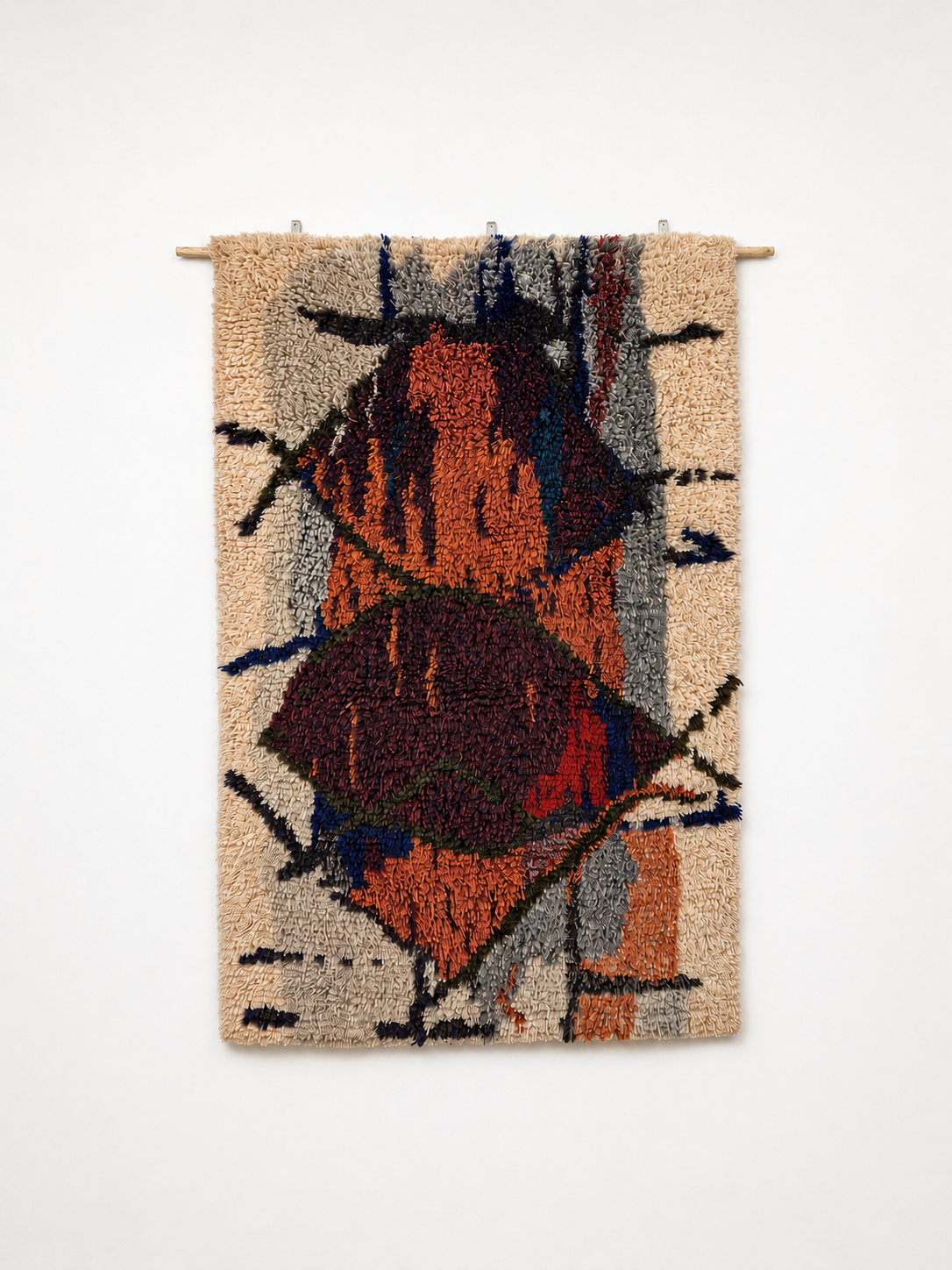 Tuula Saarenpää "Kuunkivet" Finnish Ryijy Wall Hanging – Vintage Scandinavian Wool Textile – 105 x 160 cm