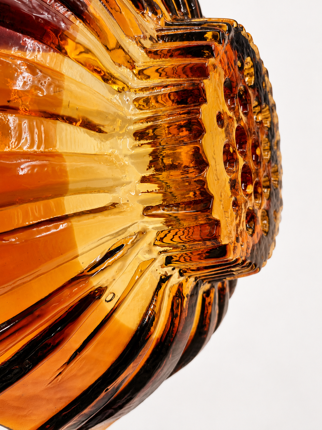 Vintage Humppila Tokka Glass Bowl, Tauno Wirkkala, Amber Finnish Art Glass
