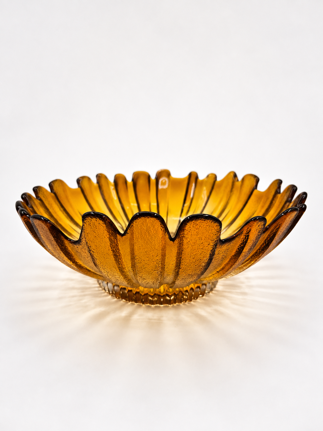 Vintage Humppila Tokka Bowl by Tauno Wirkkala, Amber Glass Bowl, Finnish Art Glass, 1970s Kalevala Series