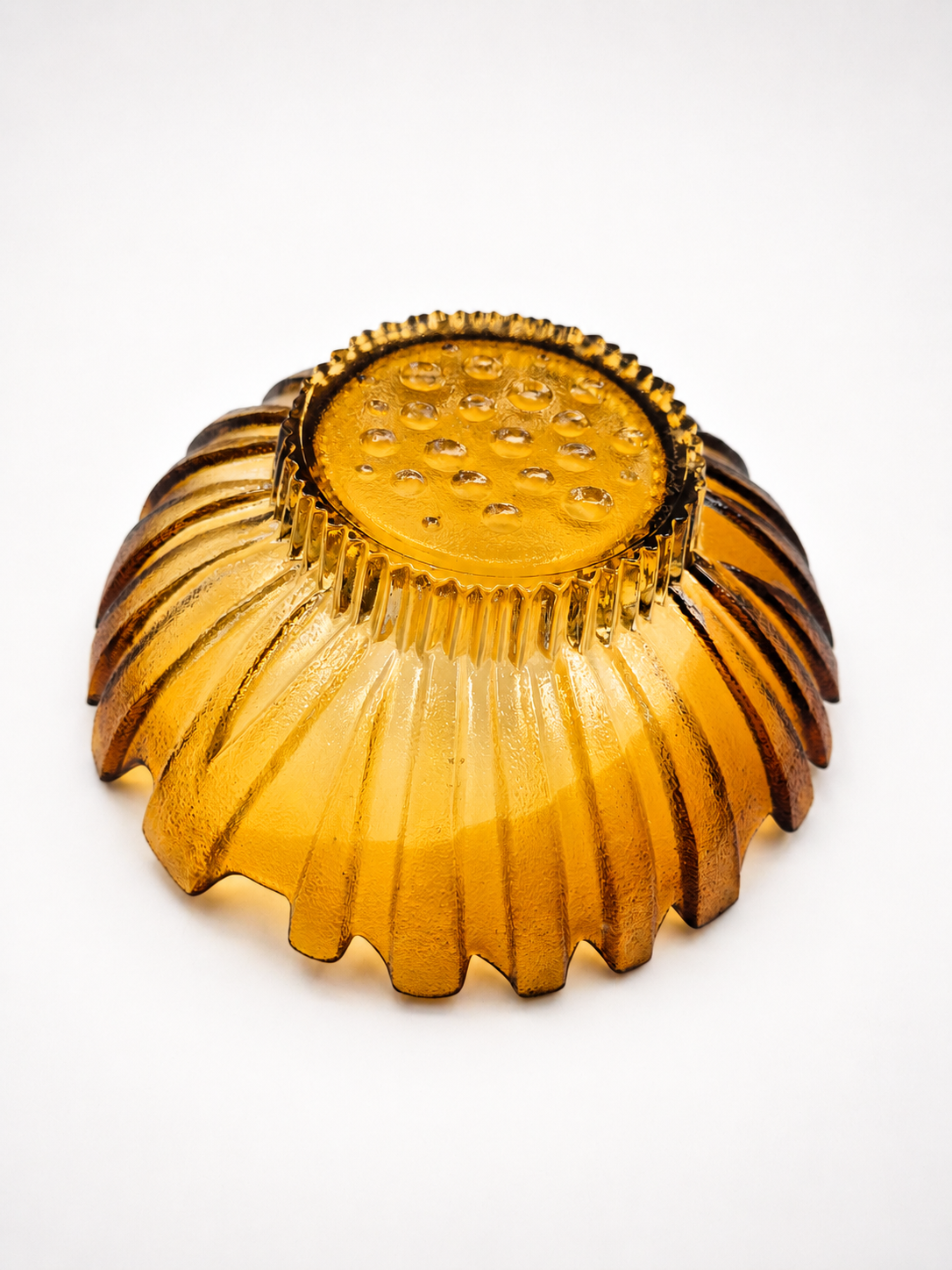 Vintage Humppila Tokka Bowl by Tauno Wirkkala, Amber Glass Bowl, Finnish Art Glass, 1970s Kalevala Series
