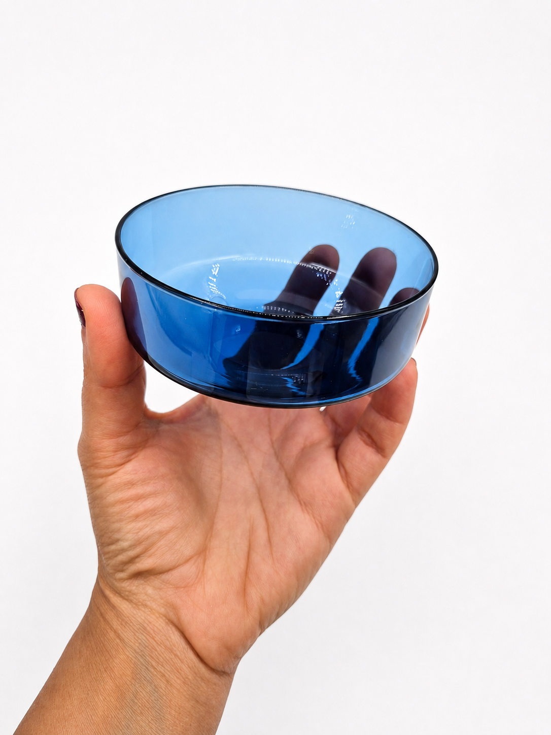 Set of 8 Vintage Iittala i-line Blue Glass Bowls, Timo Sarpaneva, Finnish Mid-Century Design