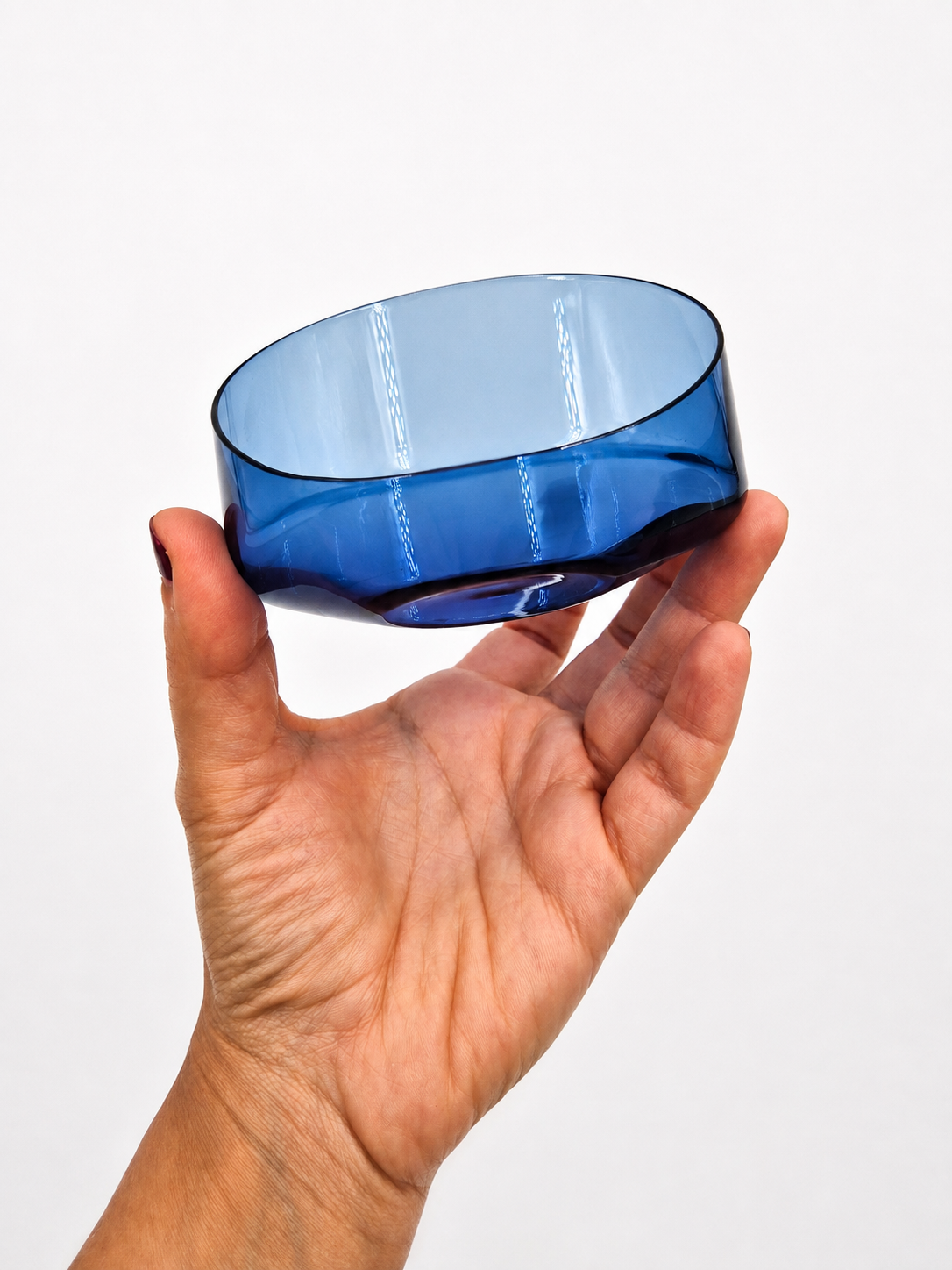 Set of 8 Vintage Iittala i-line Blue Glass Bowls, Timo Sarpaneva, Finnish Mid-Century Design