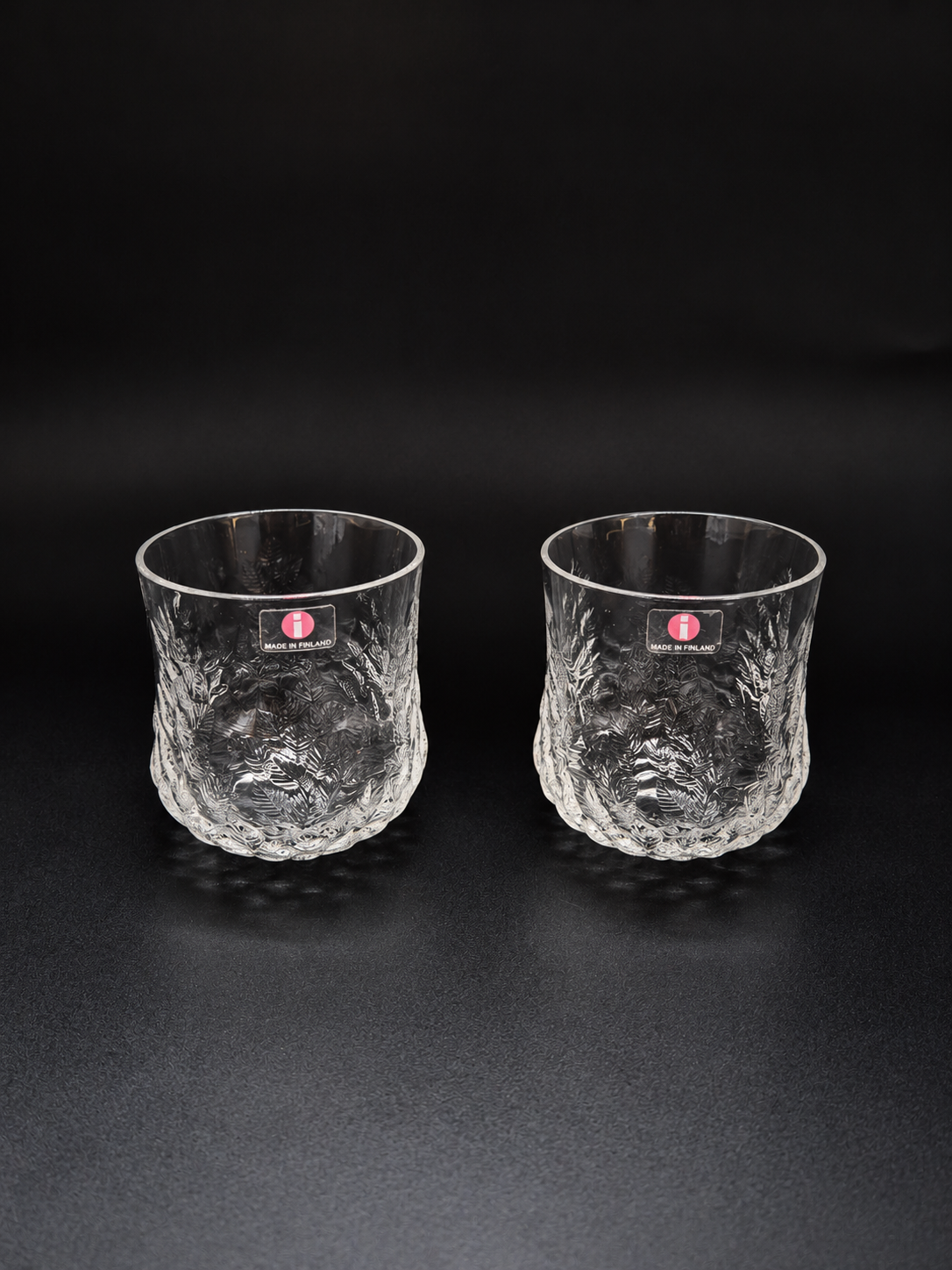 Set of 2 Iittala Koivu Drinking Glasses, Jorma Vennola Finnish Glass Design, 1981–1984