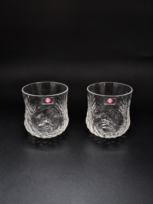 Set of 2 Iittala Koivu Drinking Glasses, Jorma Vennola Finnish Glass Design, 1981–1984