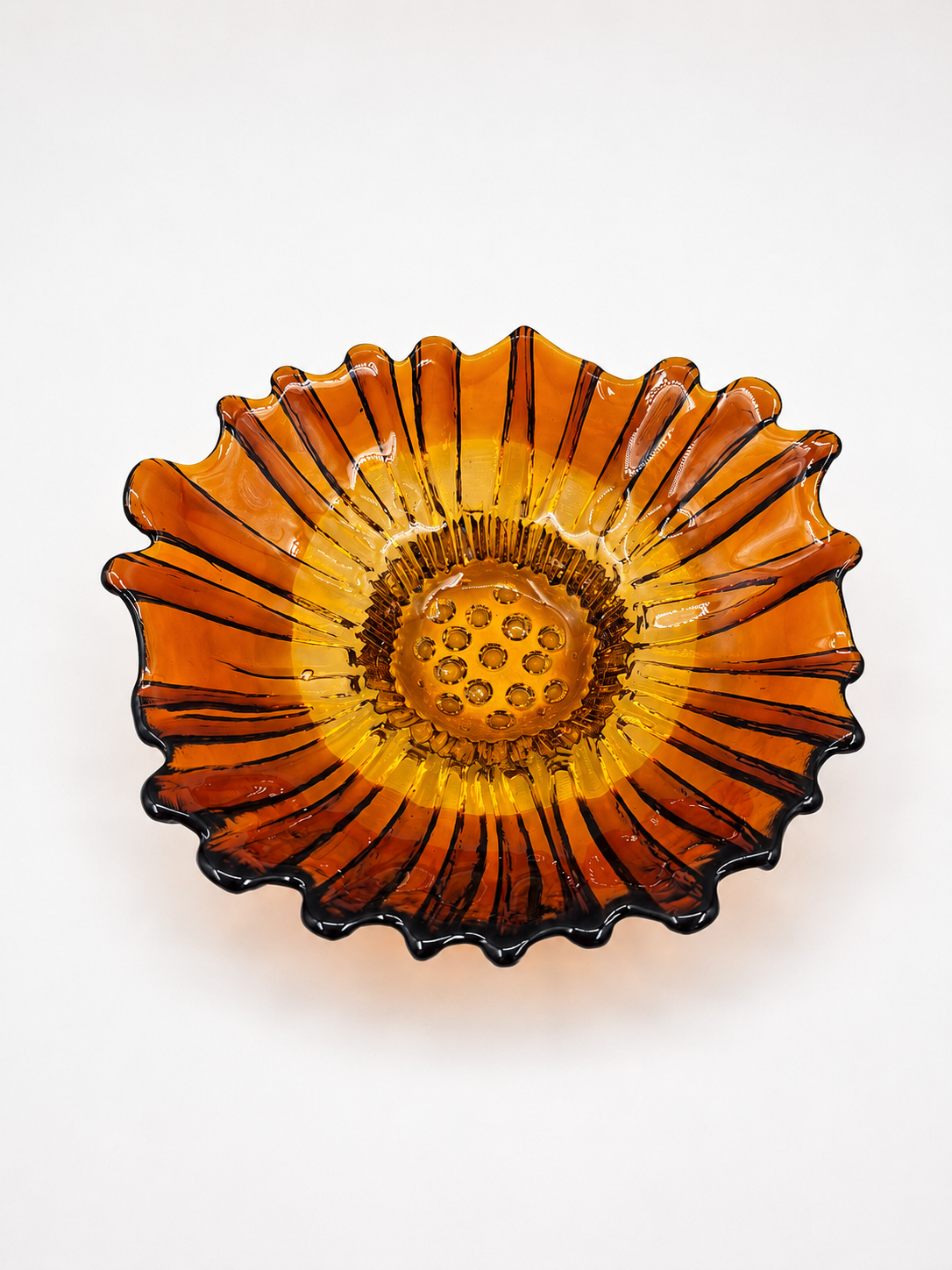 Vintage Humppila Tokka Glass Bowl, Tauno Wirkkala, Amber Finnish Art Glass