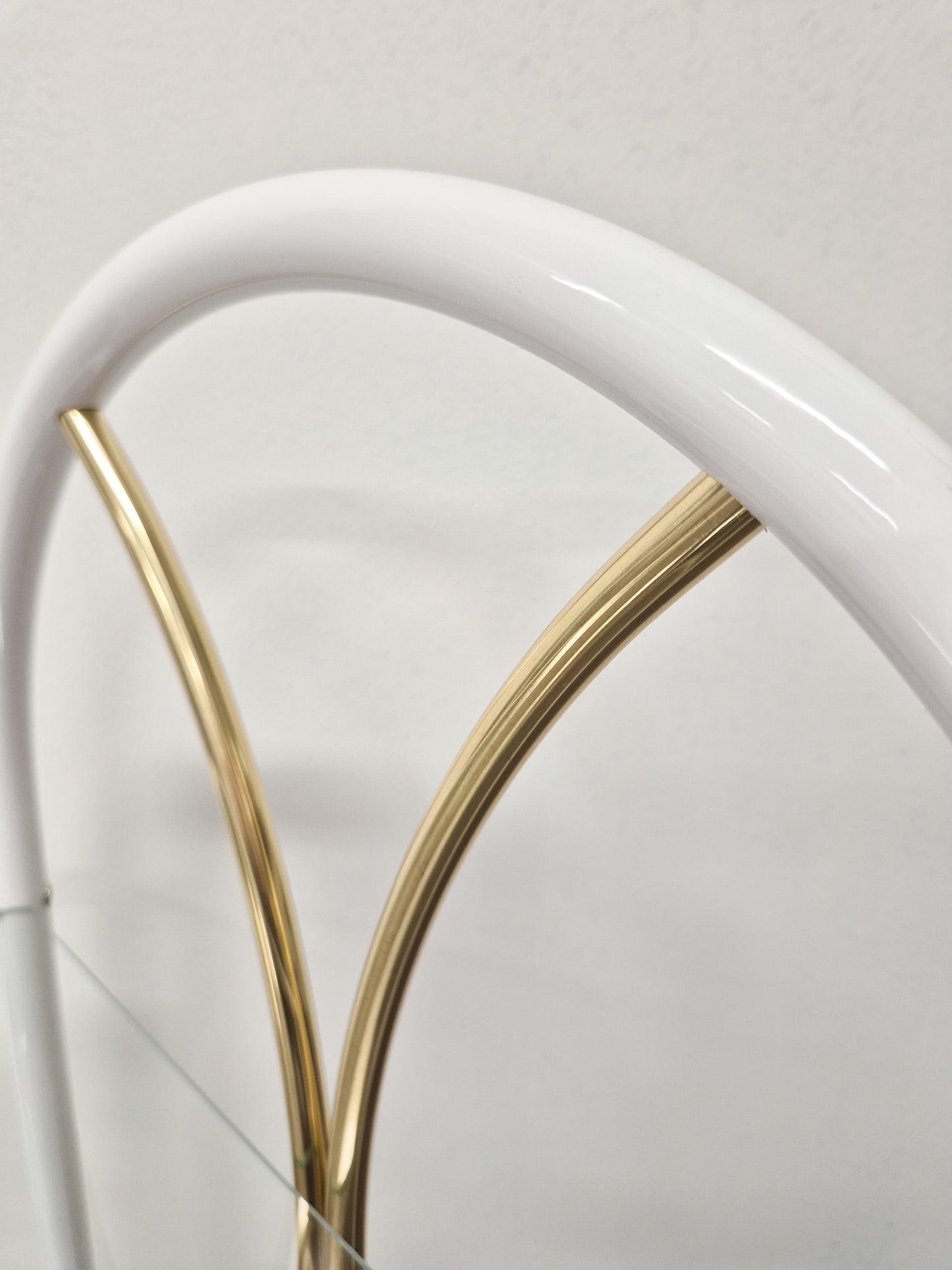 Vintage Finnish Side Tables (Pair) – White Metal, Glass & Brass | Messin Oy