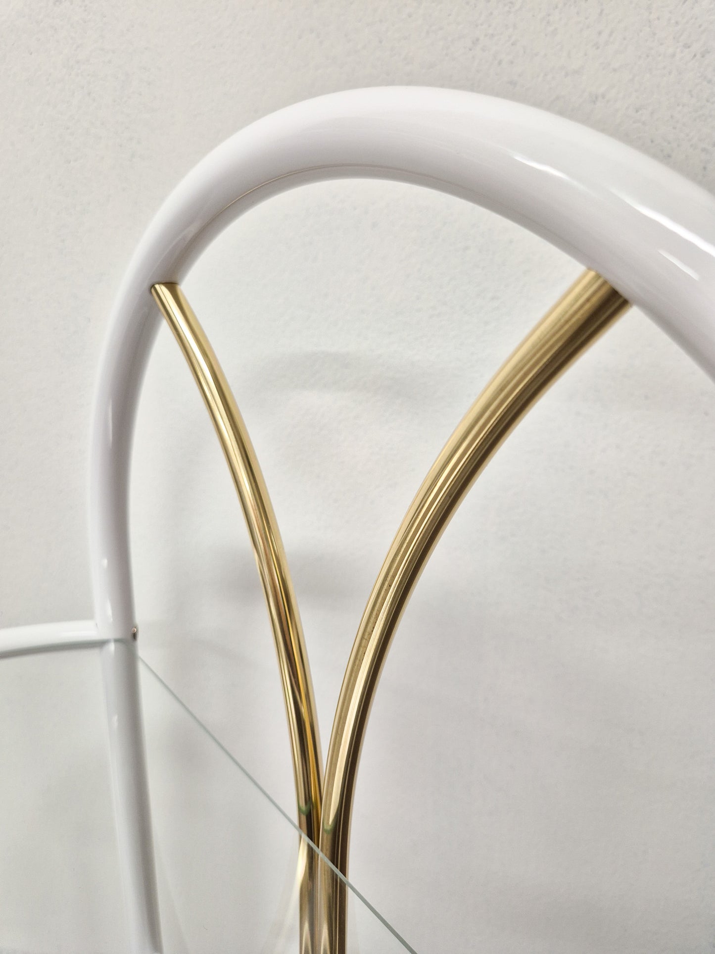 Vintage Finnish Side Tables (Pair) – White Metal, Glass & Brass | Messin Oy