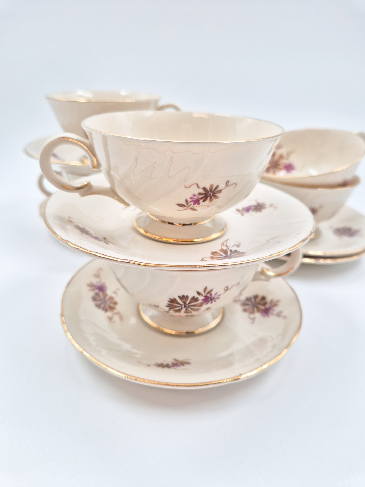 Set of 6 Arabia Raili Coffee Cups and Saucers – Vintage Finnish Porcelain Coffee Set