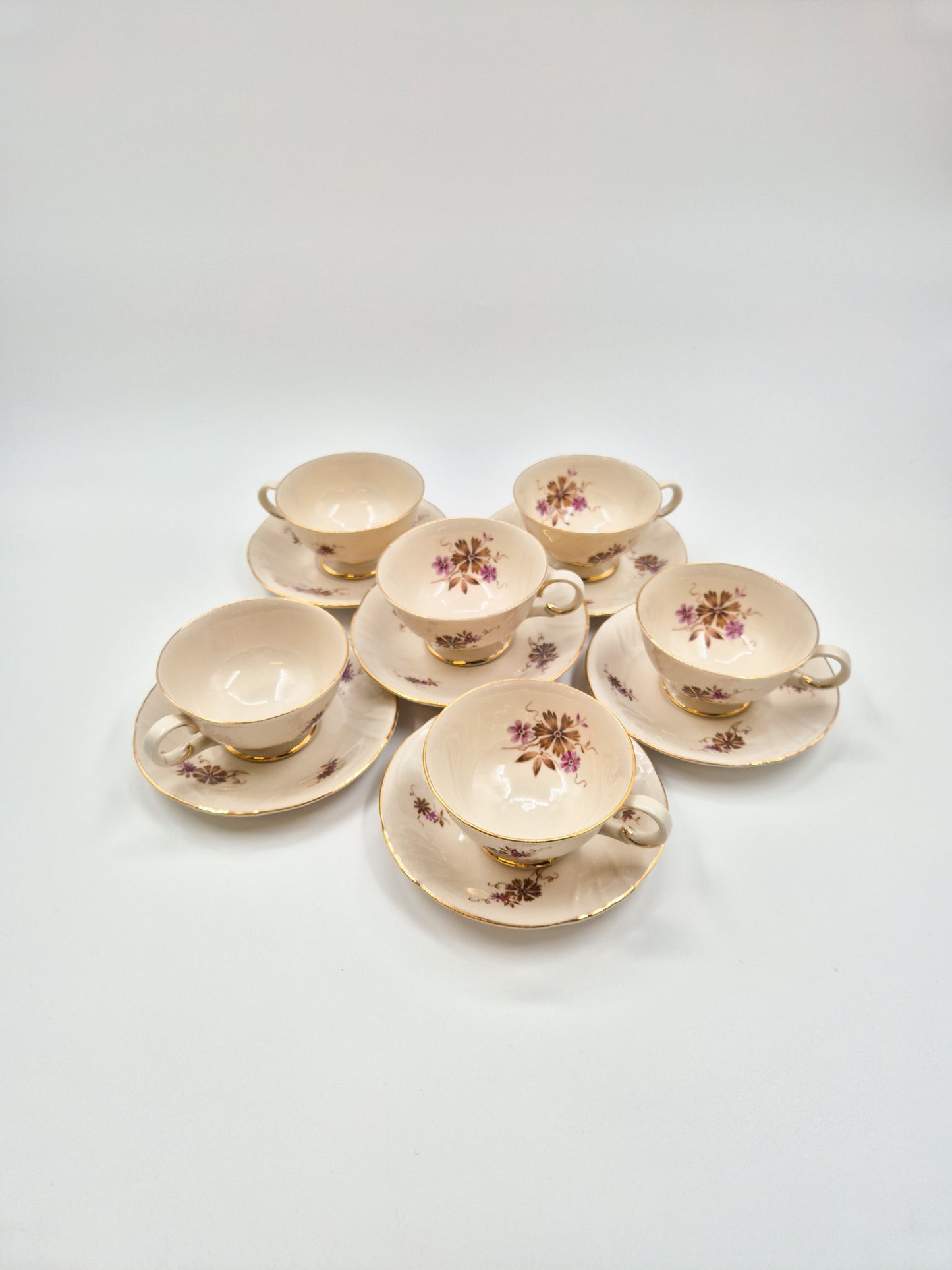 Set of 6 Arabia Raili Coffee Cups and Saucers – Vintage Finnish Porcelain Coffee Set