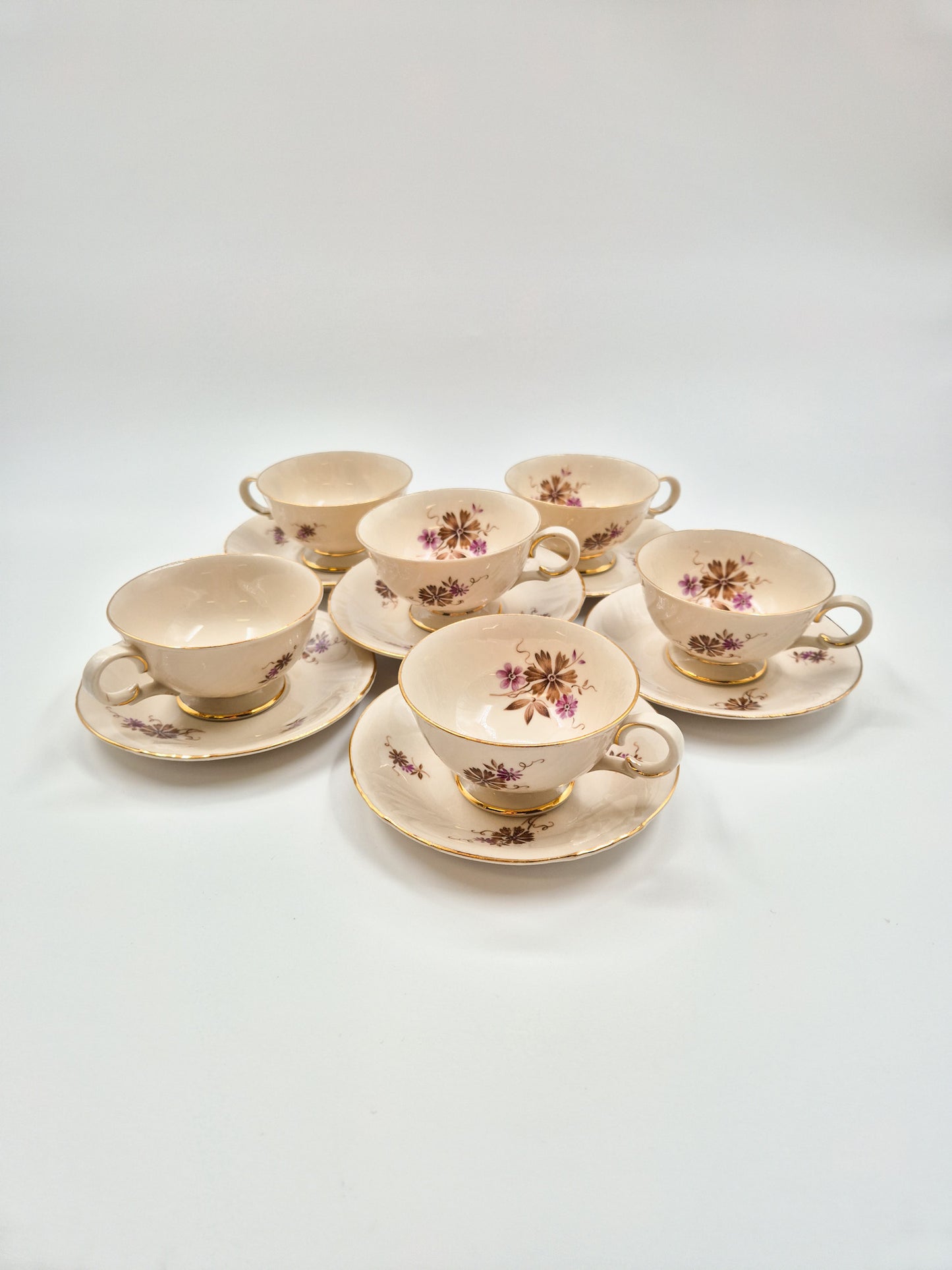 Set of 6 Arabia Raili Coffee Cups and Saucers – Vintage Finnish Porcelain Coffee Set