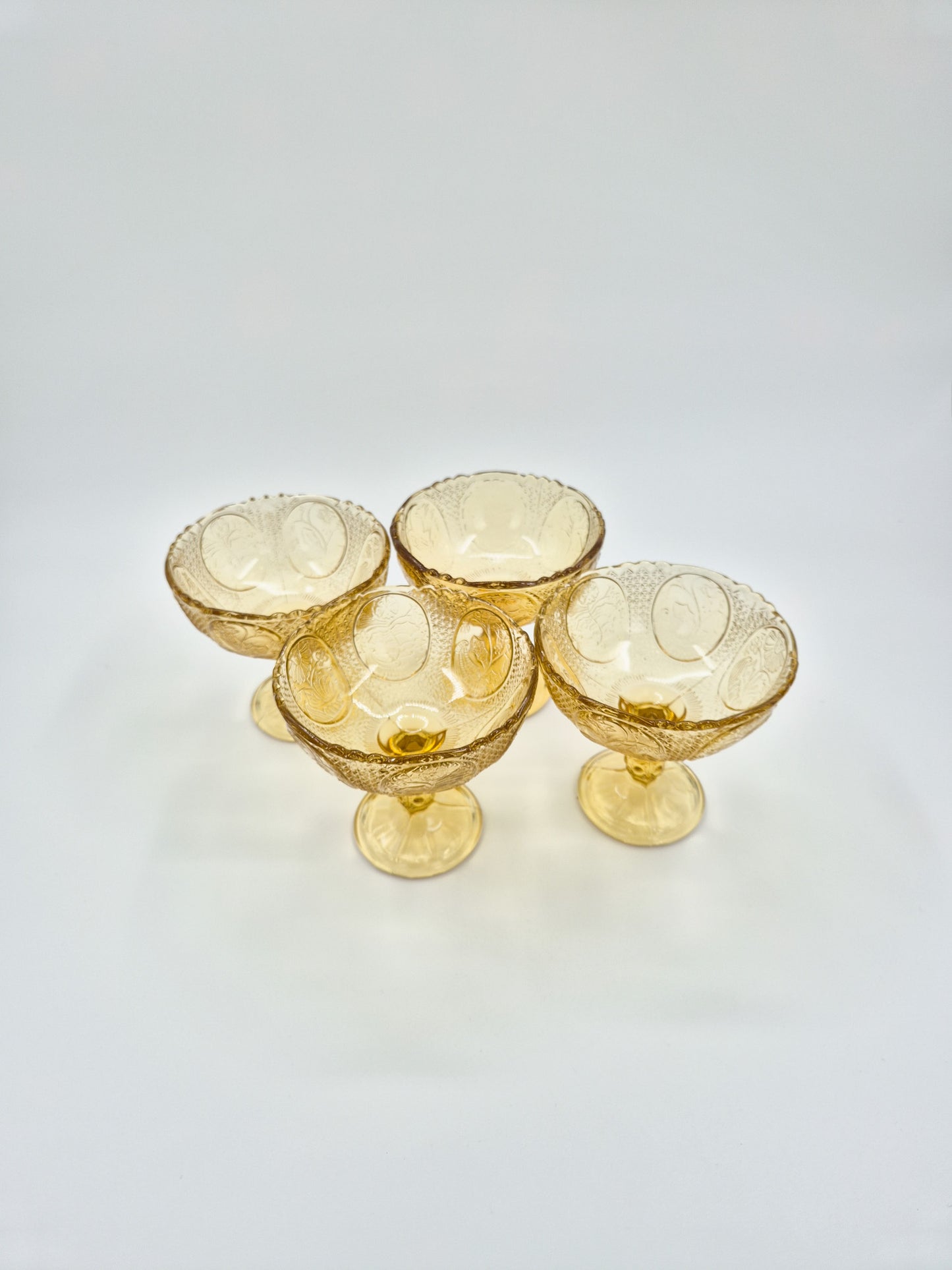 Vintage Olympia Amber Glass Compote Bowl – Pressed Glass Pedestal Dessert Bowl