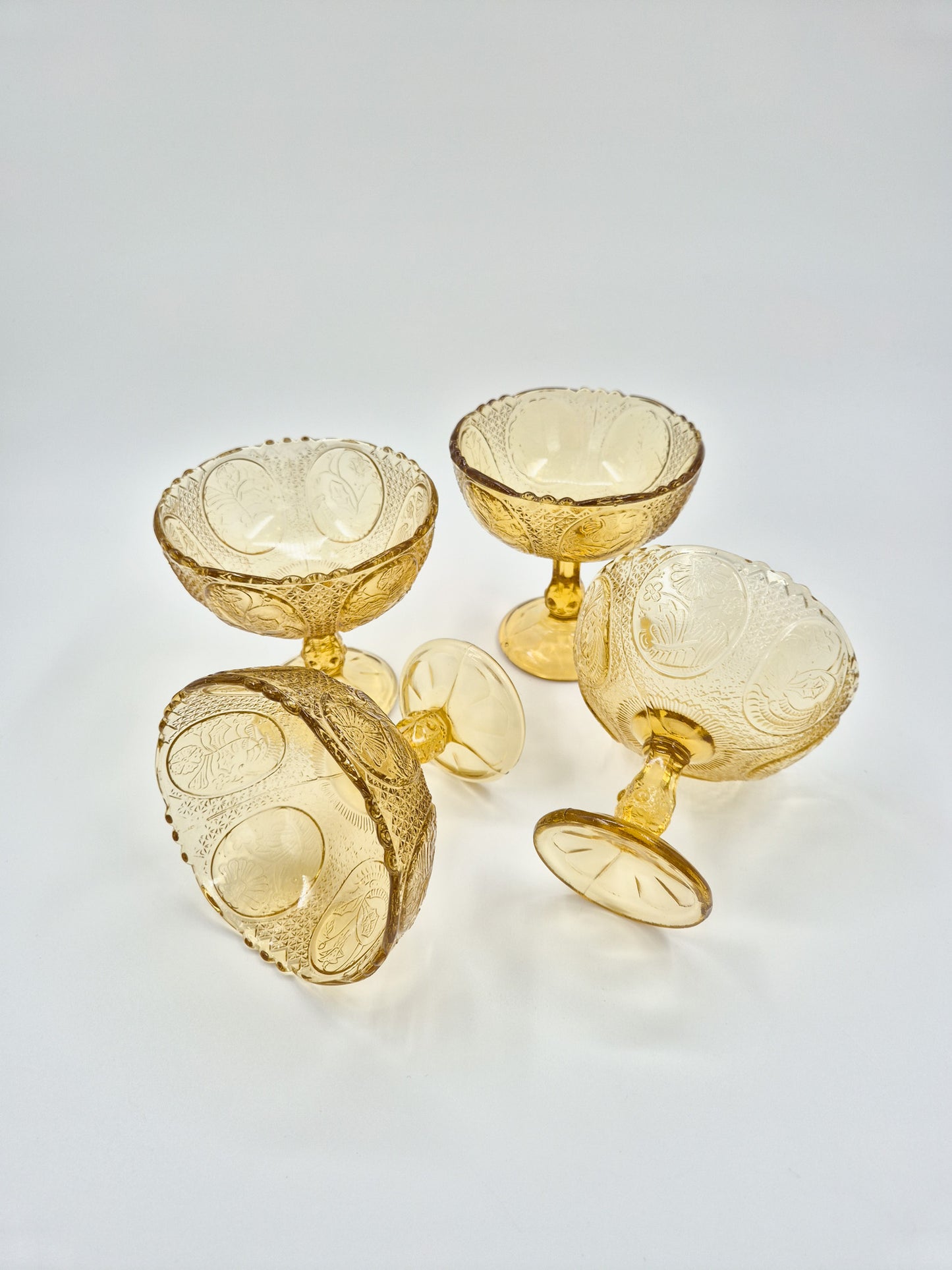 Vintage Olympia Amber Glass Compote Bowl – Pressed Glass Pedestal Dessert Bowl