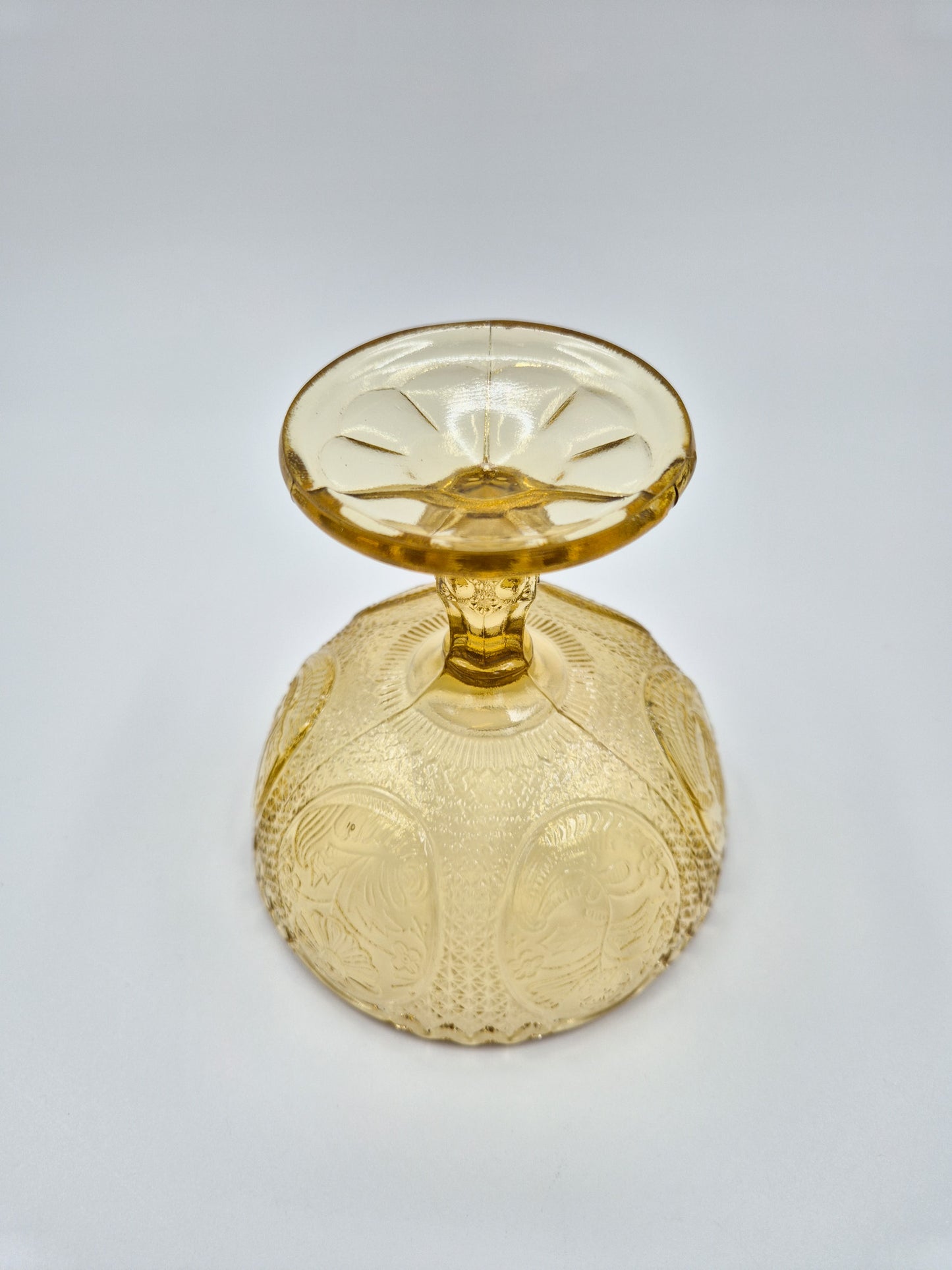 Vintage Olympia Amber Glass Compote Bowl – Pressed Glass Pedestal Dessert Bowl